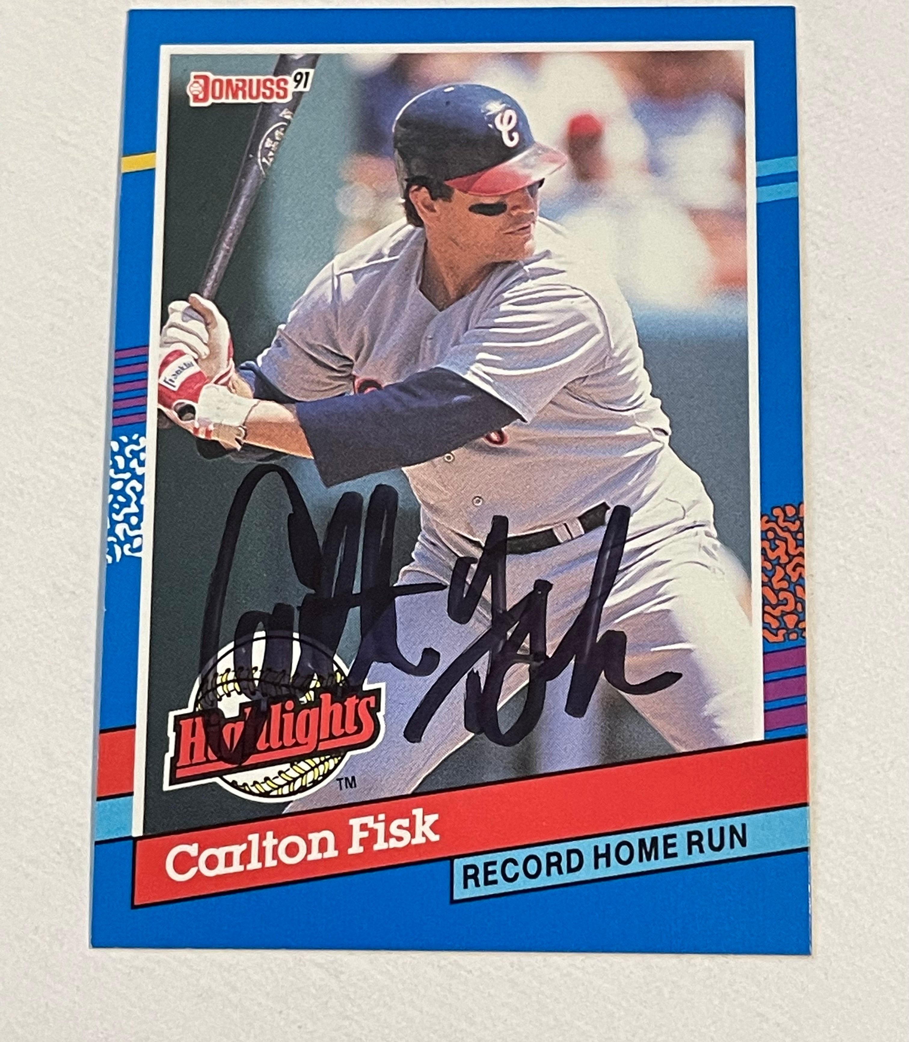 Carlton Fisk autograph baseball card with COA