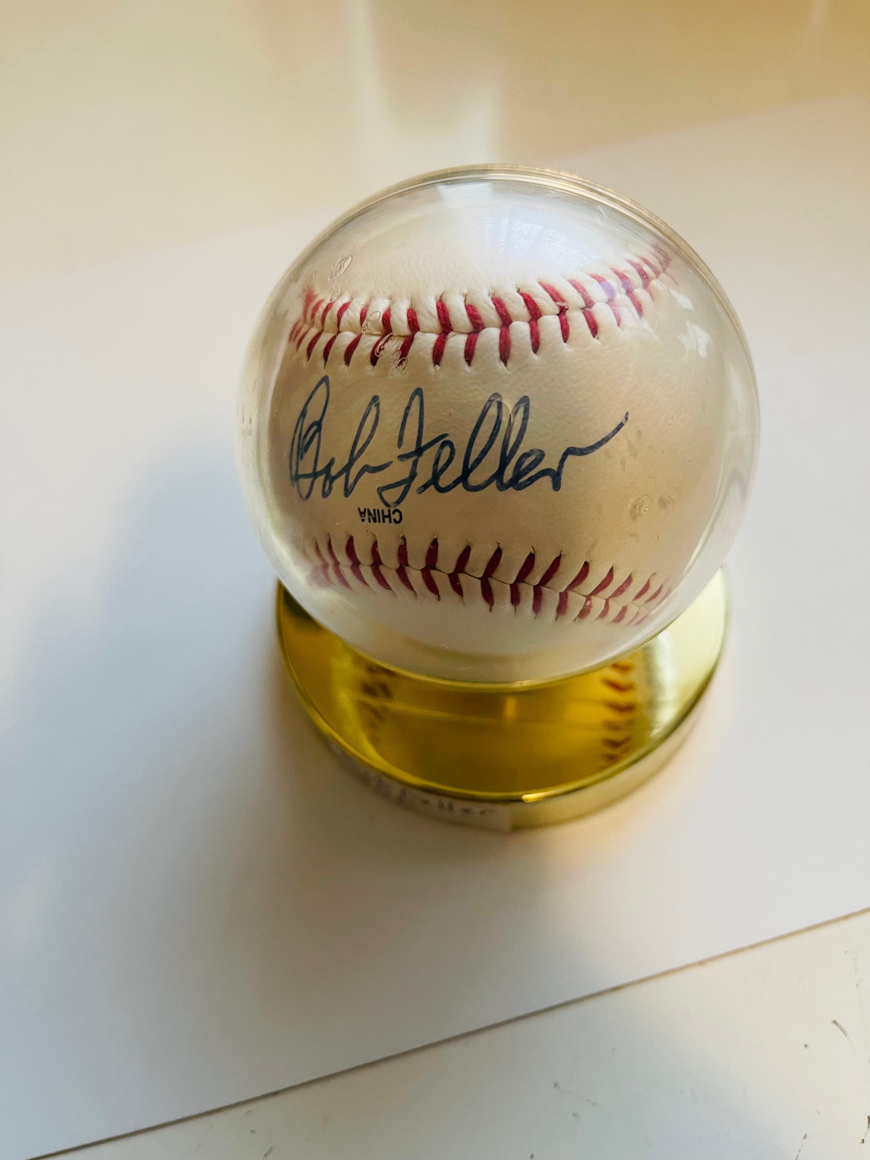 Bob Feller rare autograph baseball with COA and holder