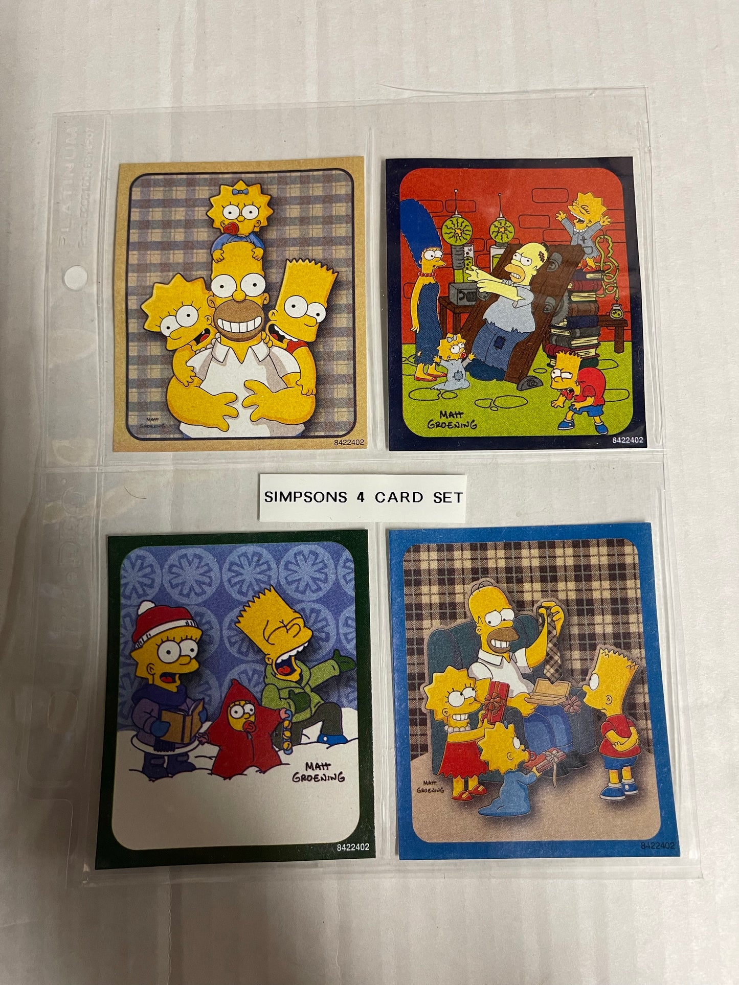 The Simpsons TV show rare Duracell 4 stickers set with header card