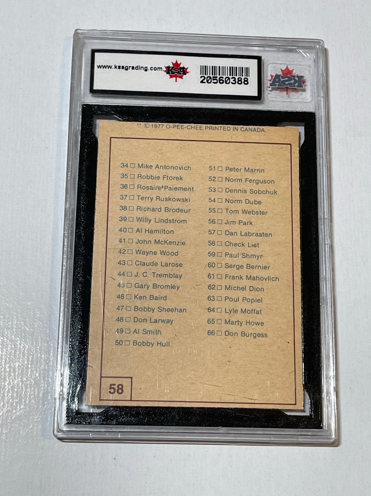 1977-78 WHA hockey rare unmarked high graded checklist card