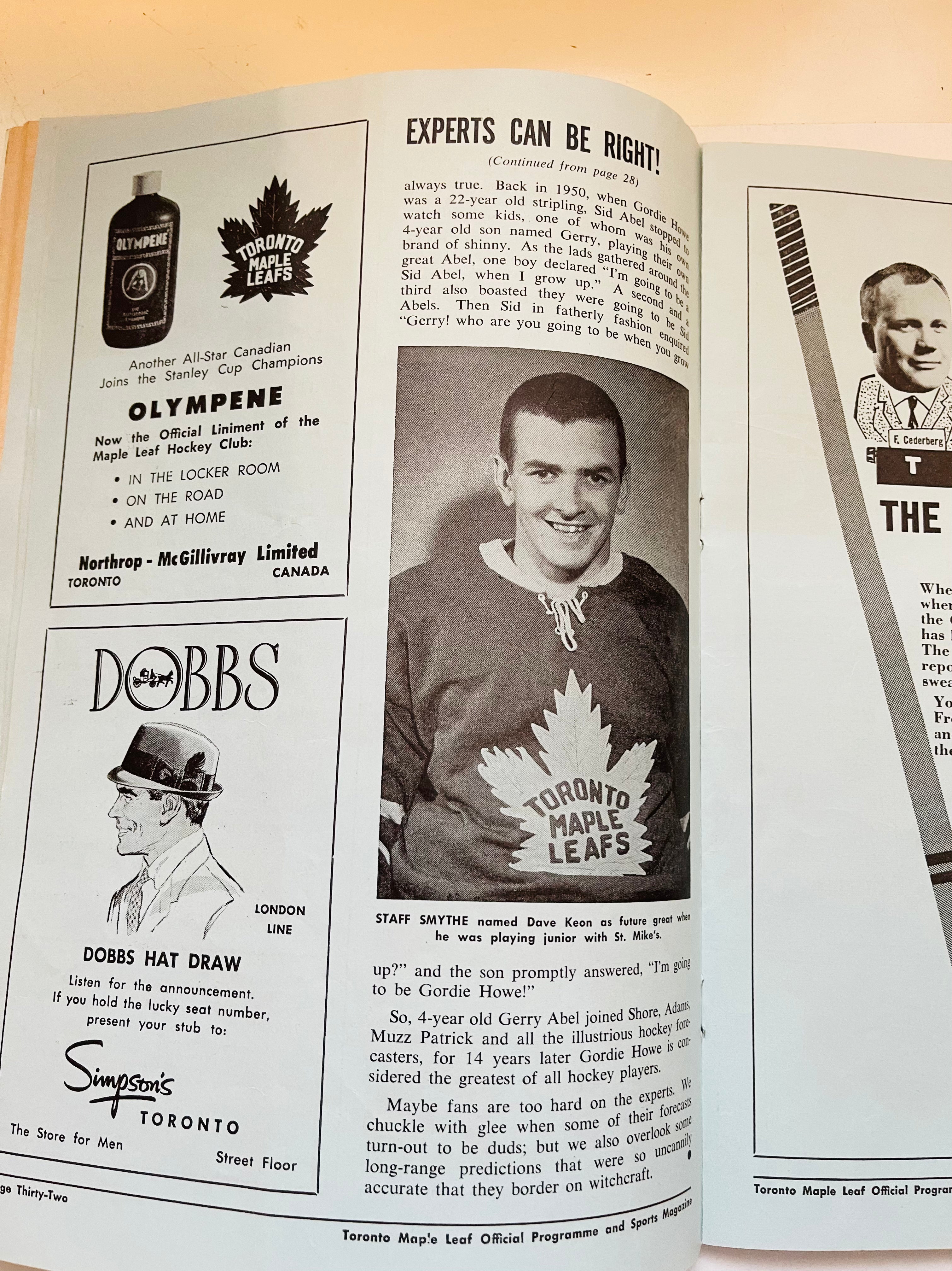 1963 Maple Leaf Gardens Leafs vs Black Hawks hockey program December, 1963
