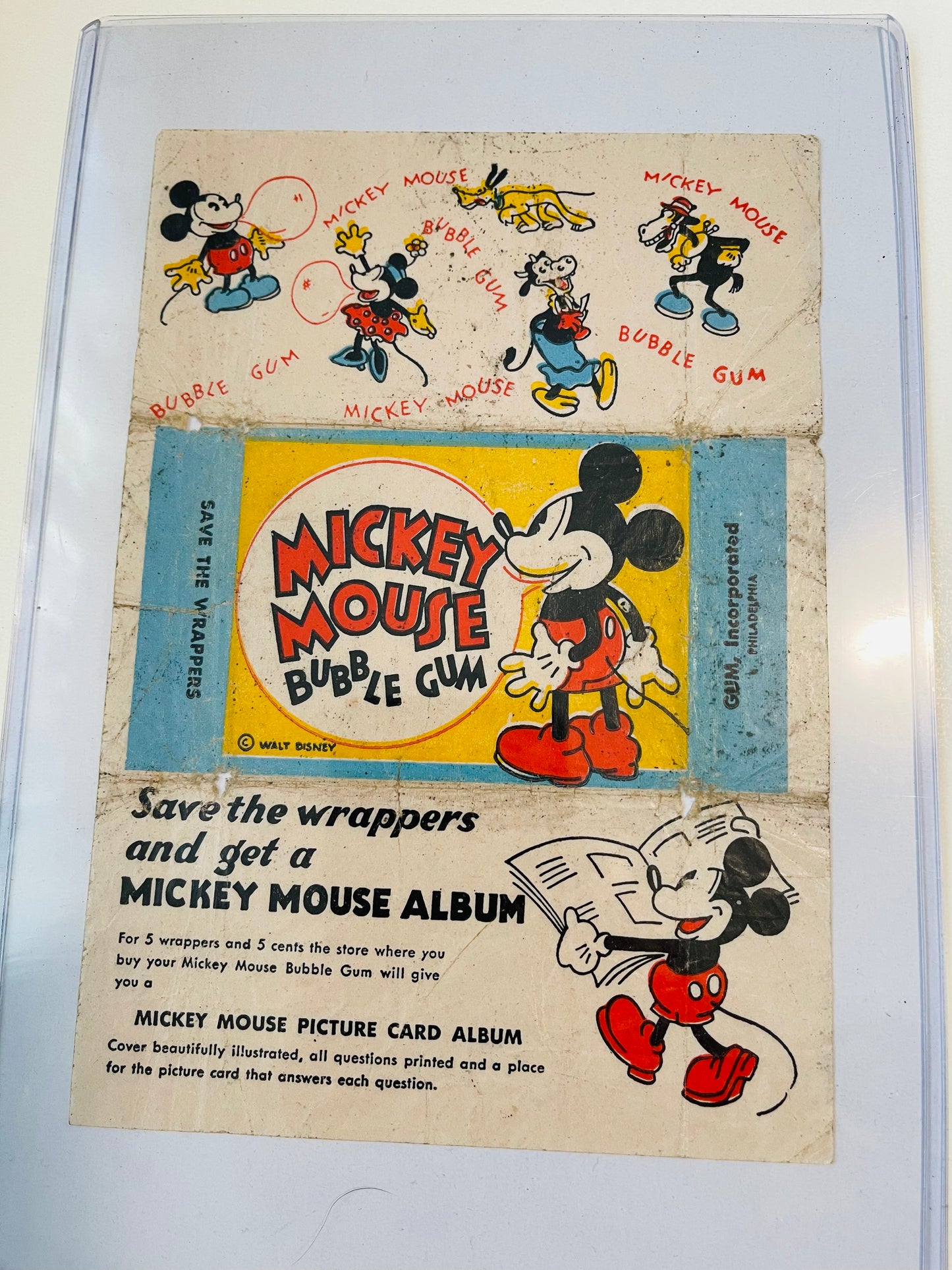 Mickey Mouse Disney cards rare scare card wrapper 1933