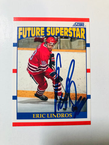 Eric Lindros signed in person rookie hockey card with COA