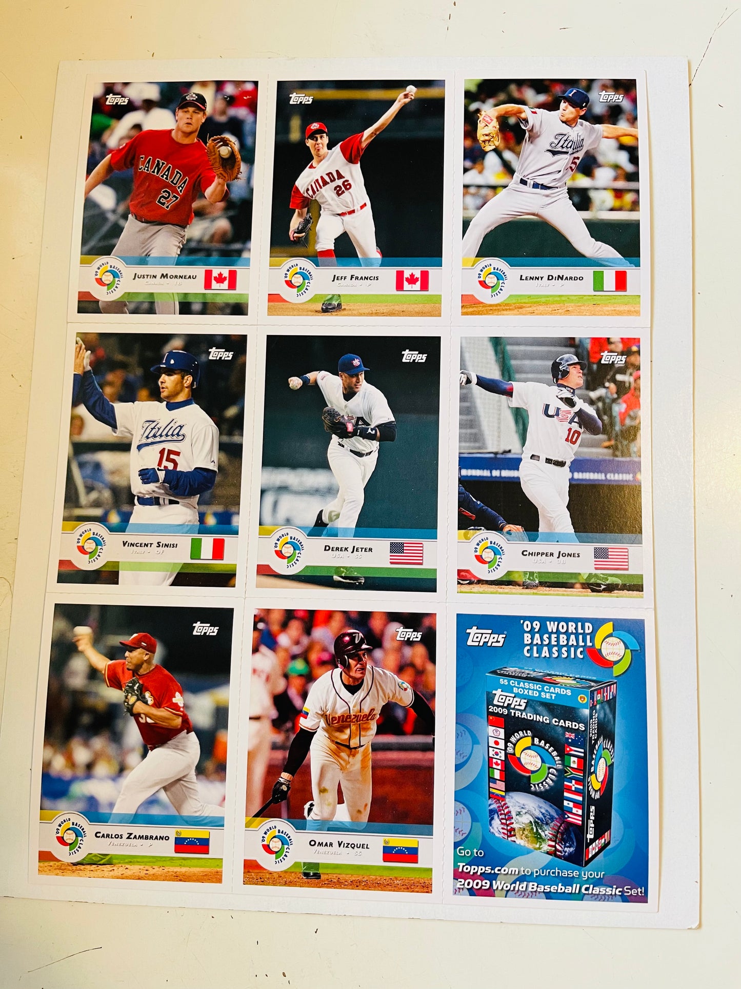 2009 Topps World baseball cards uncut sheet