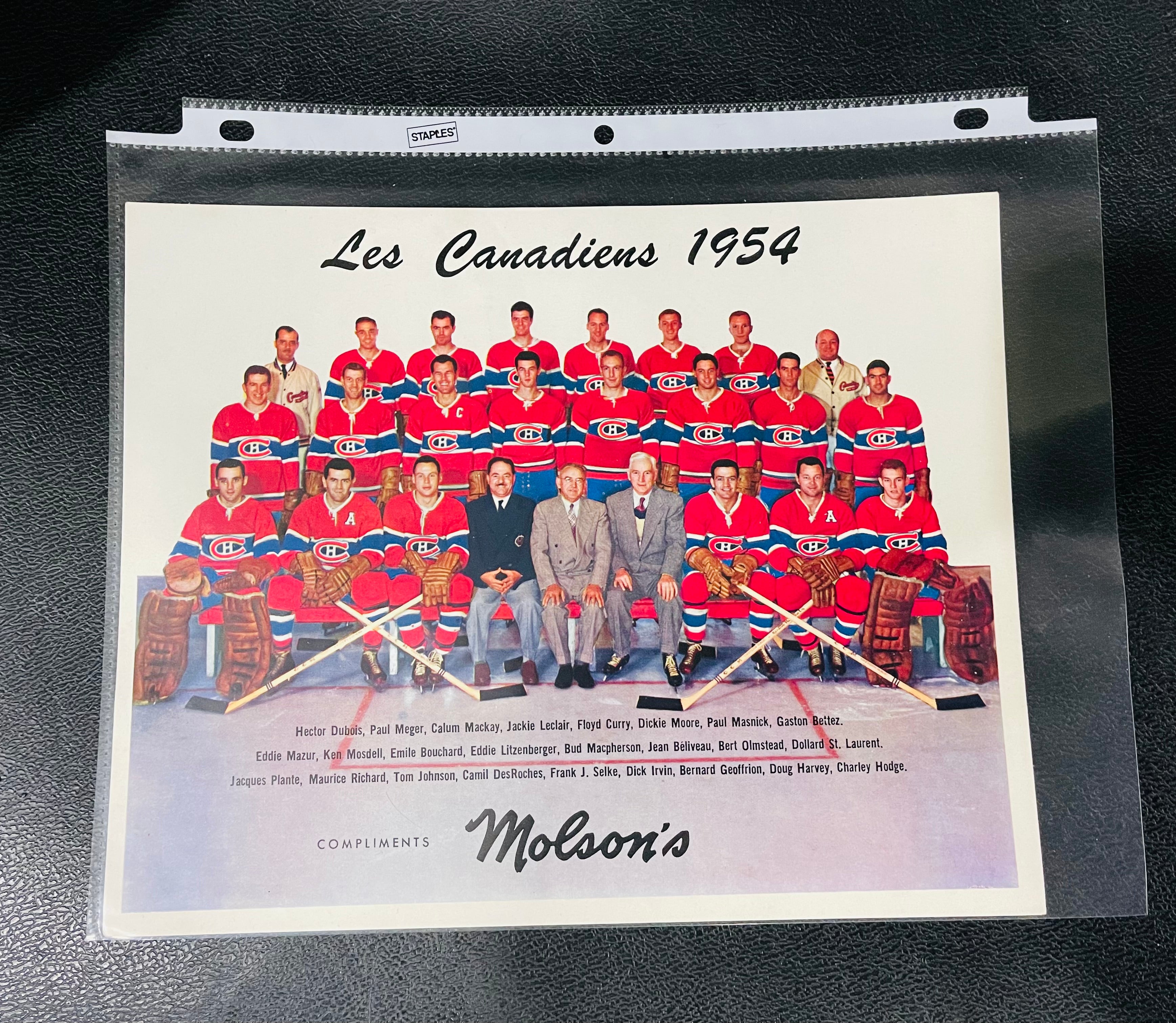 Montreal Canadiens hockey team rare photo Molsons 1954