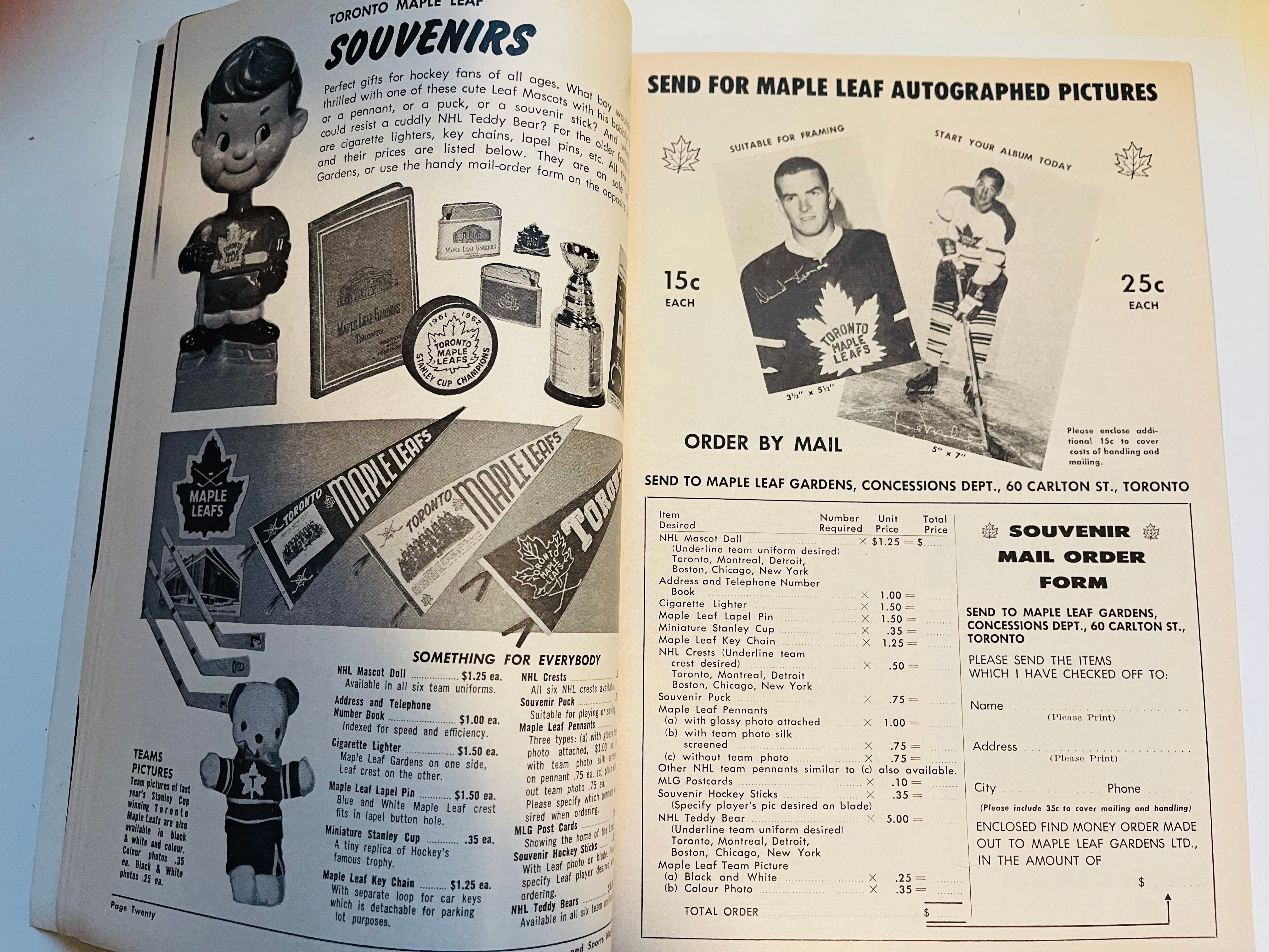 Maple Leaf Gardens original game program Leafs vs Canadiens 1963