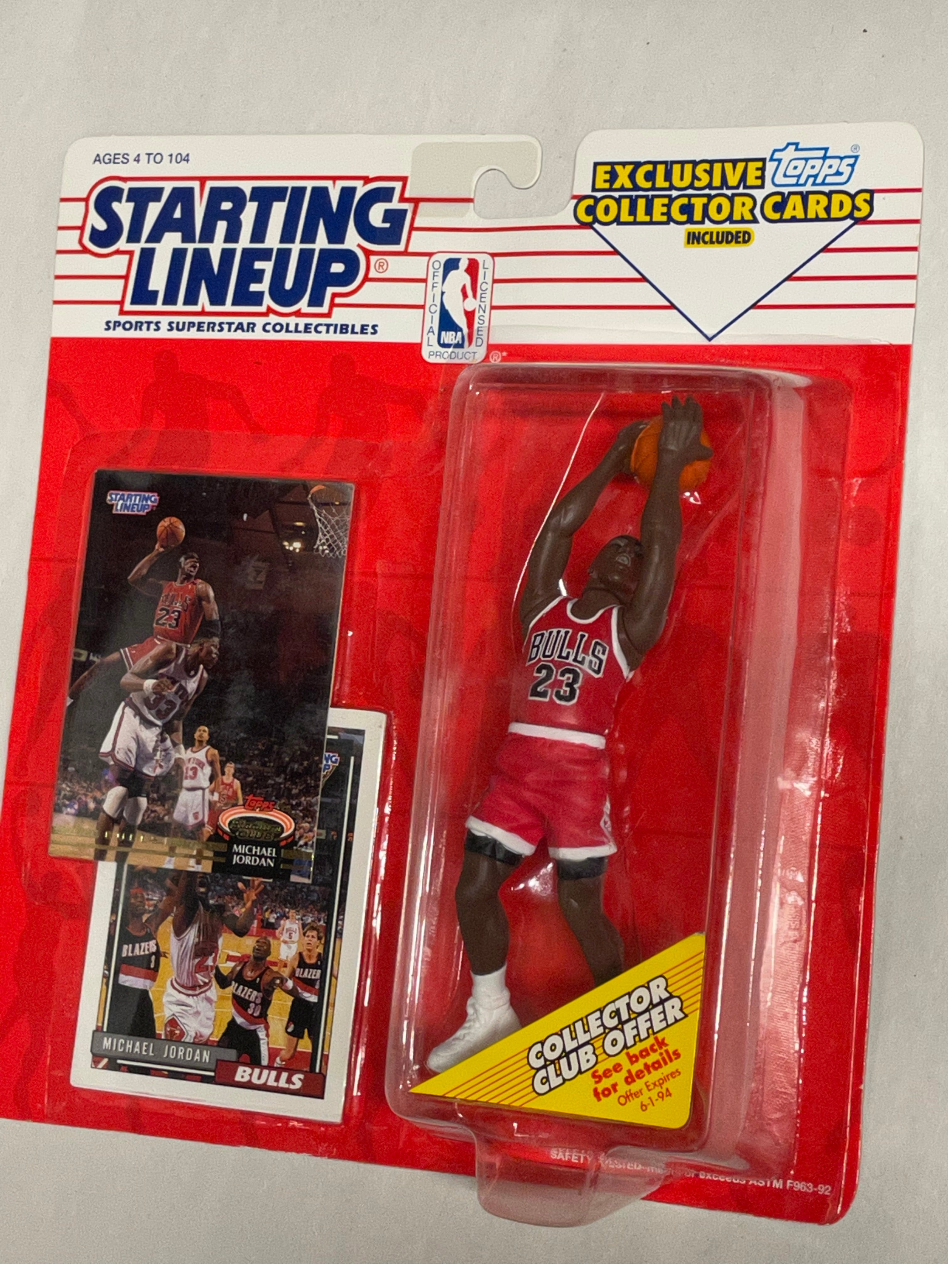Michael Jordan Starting Lineup rare factory sealed figure with two cards 1993