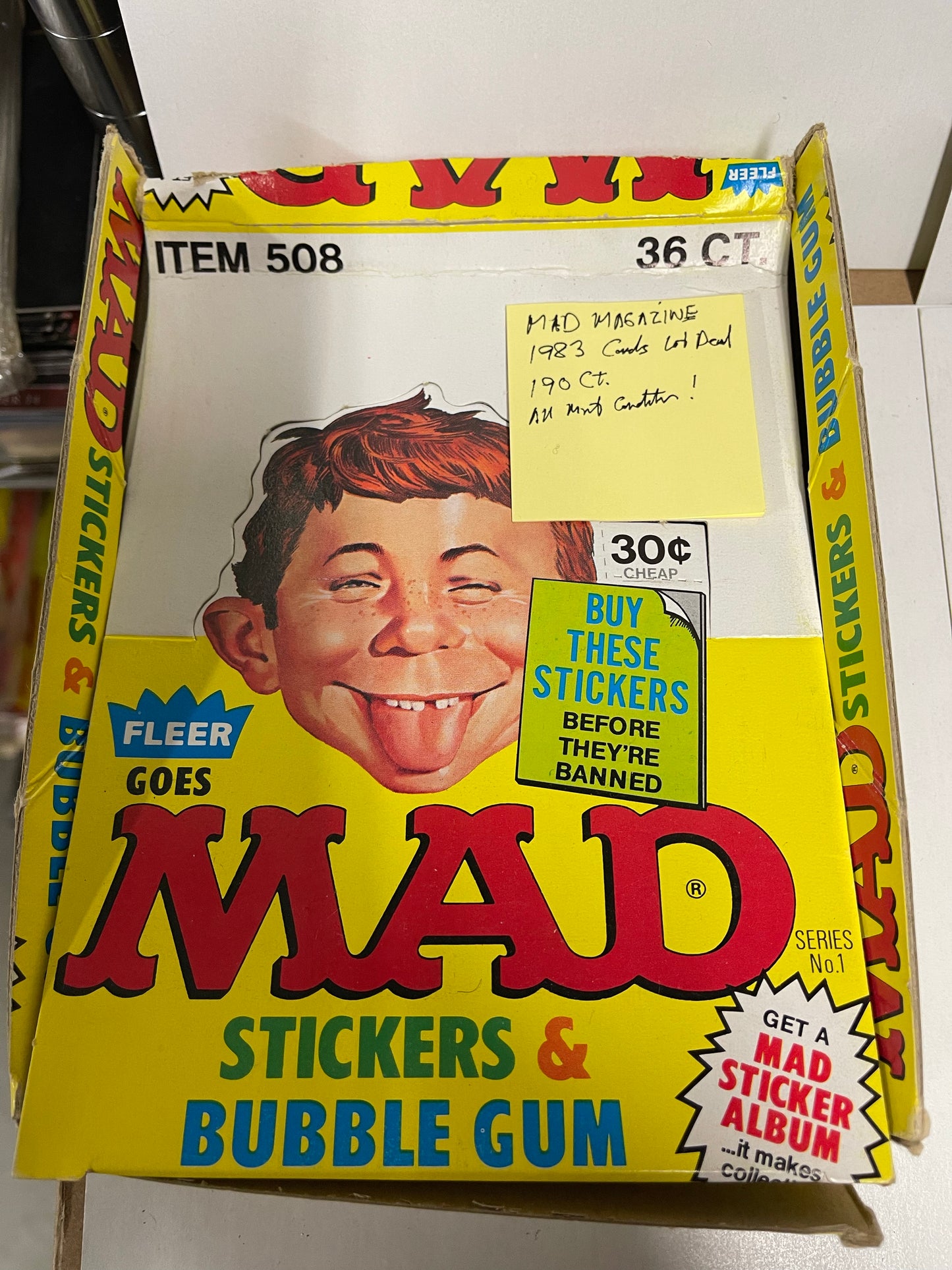 Mad Magazine 190 stickers and box with wrappers lot deal 1983