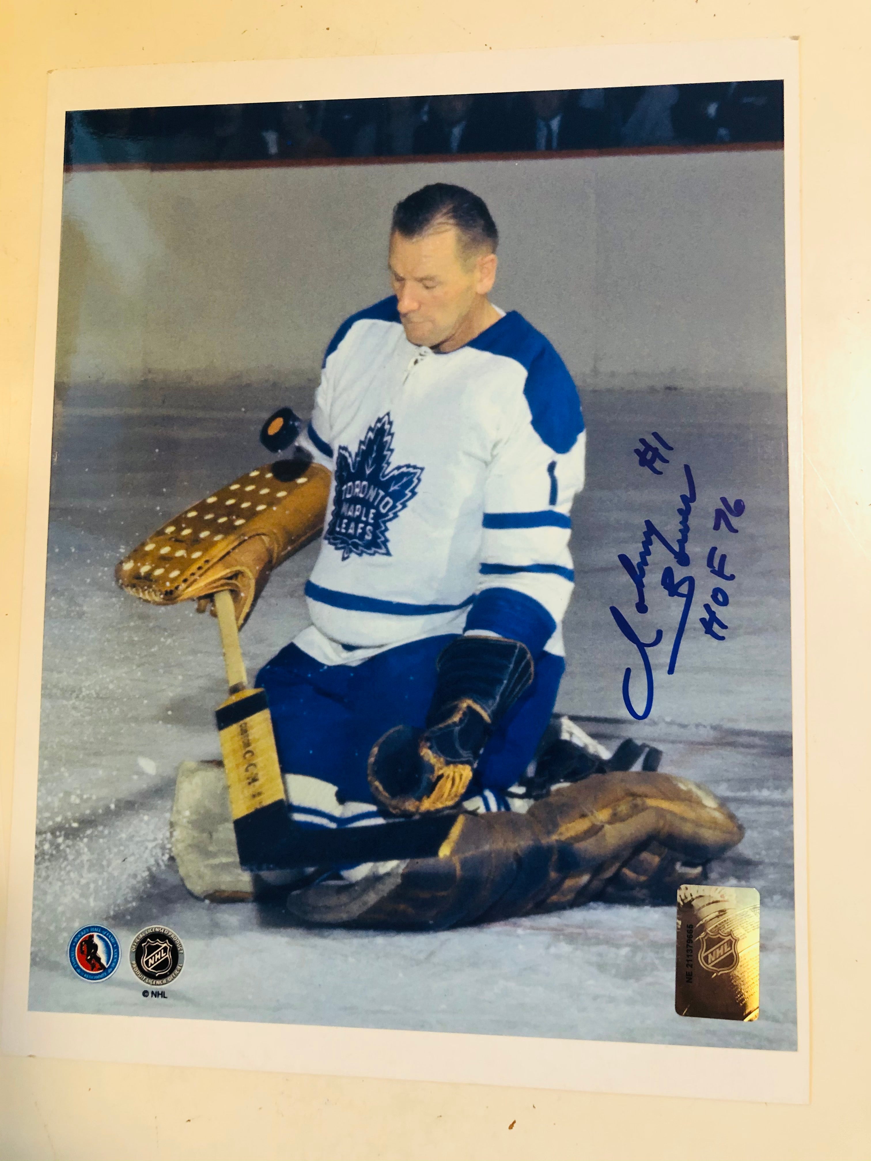 Johnny Bower Toronto Maple Leafs signed in person autograph photo with COA