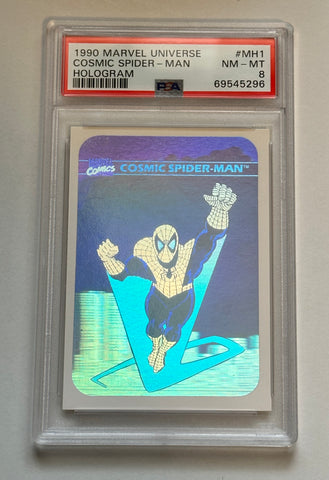 1990 Marvel Universe Cosmic Spider-man hologram PSA 8 high grade insert card