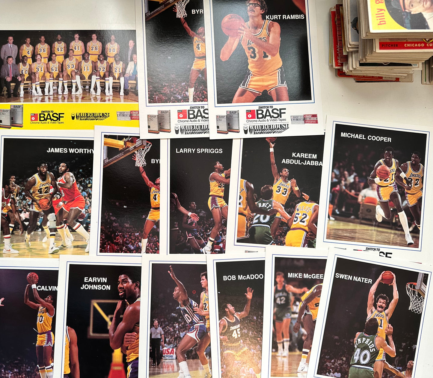 Lakers basketball BASF jumbo 14 cards rare set 1982-83