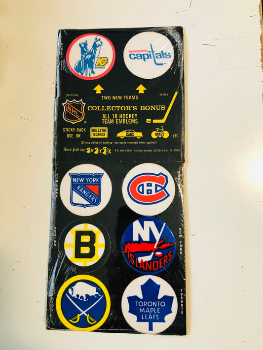 NHL hockey team logo stickers factory sealed set 1974