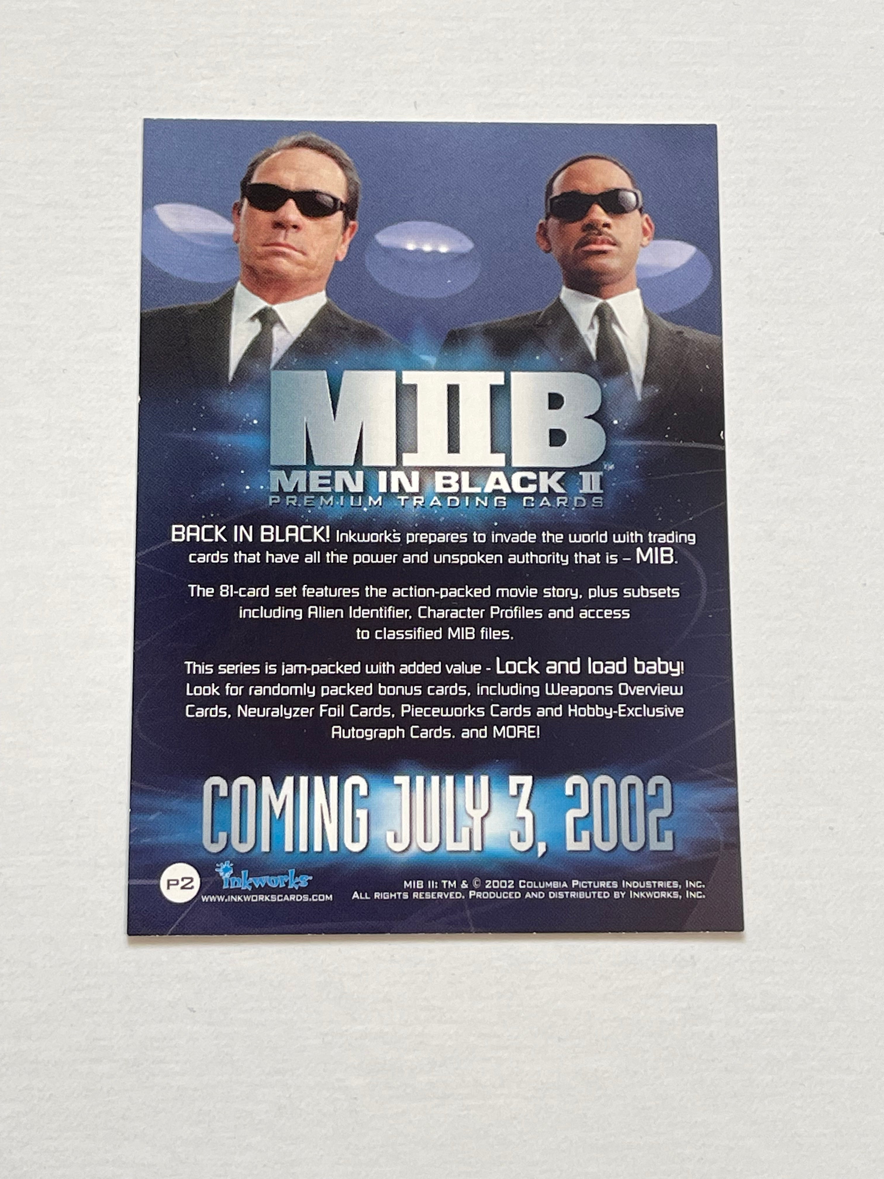 Will Smith Men in Black movie promo card 2002