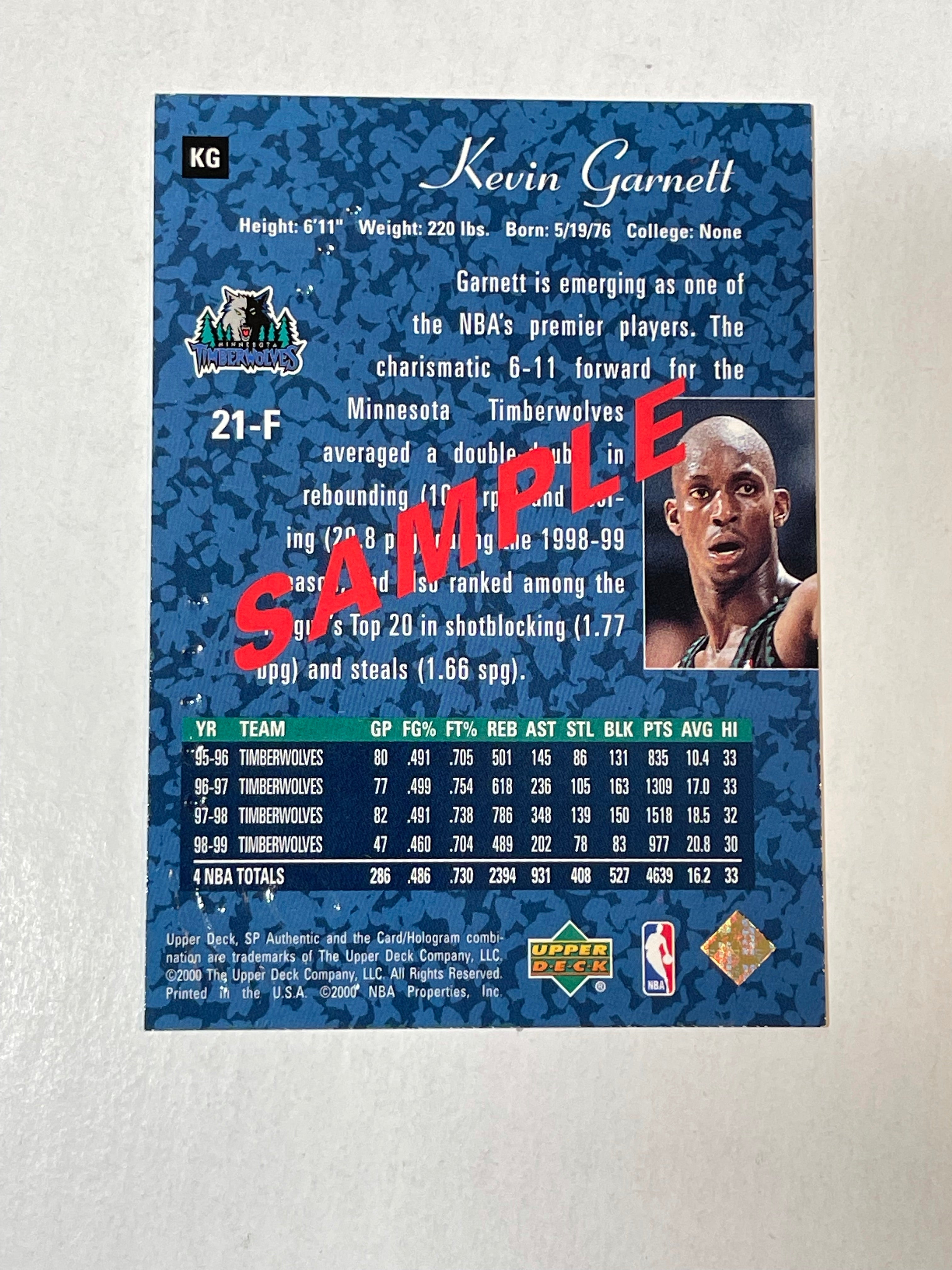 Kevin Garnett SP upperdeck basketball promo card 1999