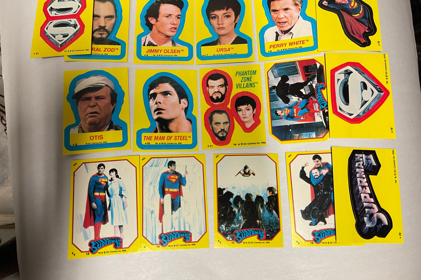 Superman 2 movie stickers rare set 1980