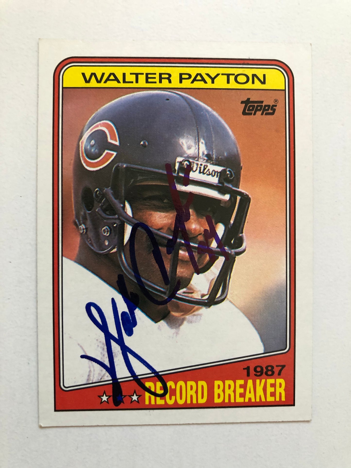 Walter Payton rare signed football card with COA