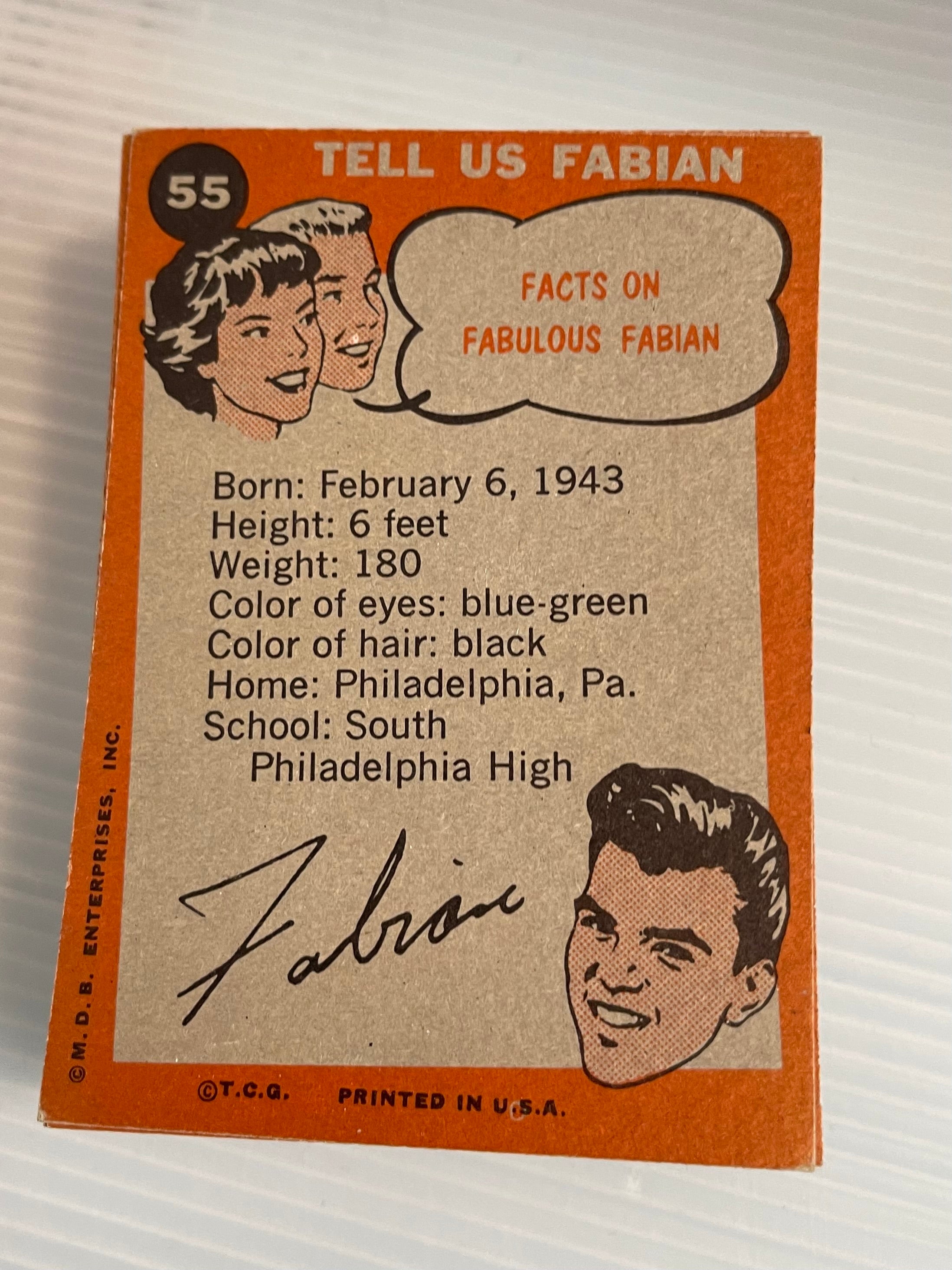 Fabian Topps high grade cards set 1959
