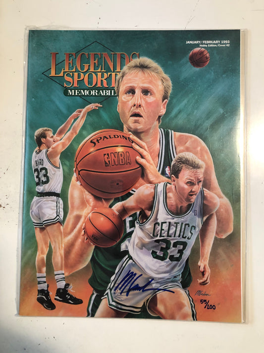 Larry Bird Legends Sports Magazine autograph cover with COA 1993