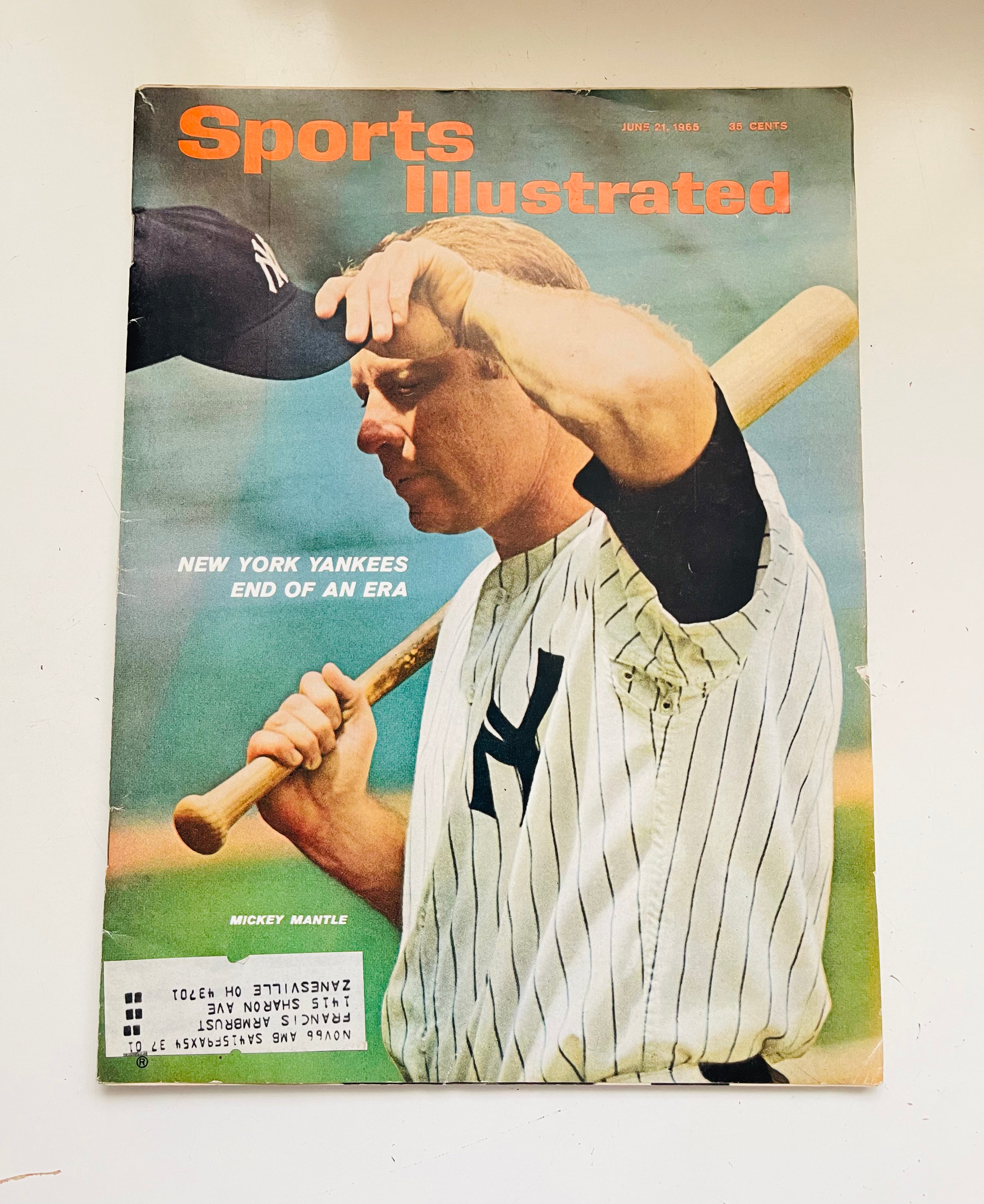 Mickey Mantle cover Sports Illustrated magazine June, 1965