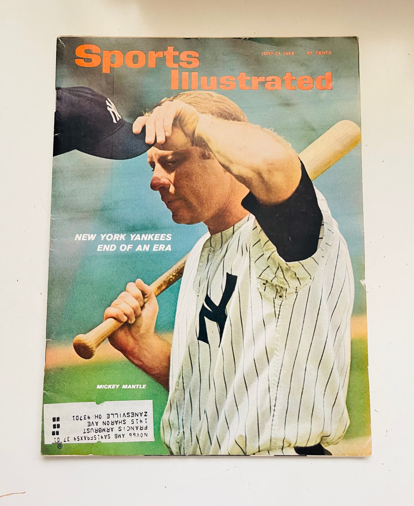 Mickey Mantle cover Sports Illustrated magazine June, 1965