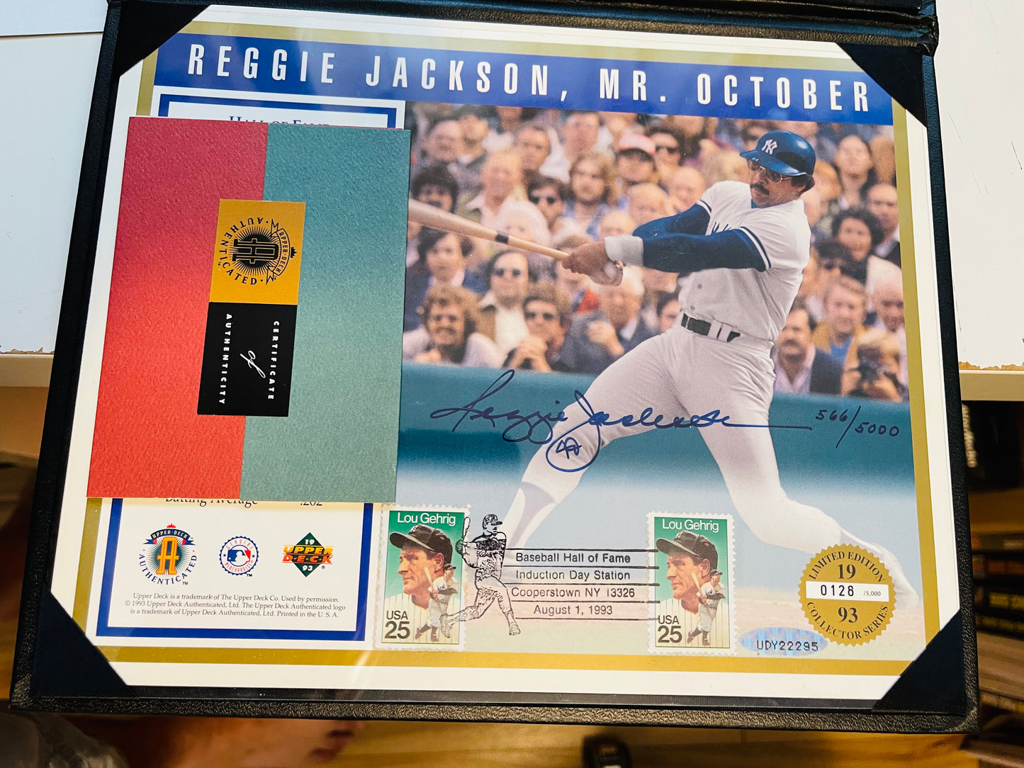 Reggie Jackson Upper Deck UDA authenticated signed photo in display folder 1993