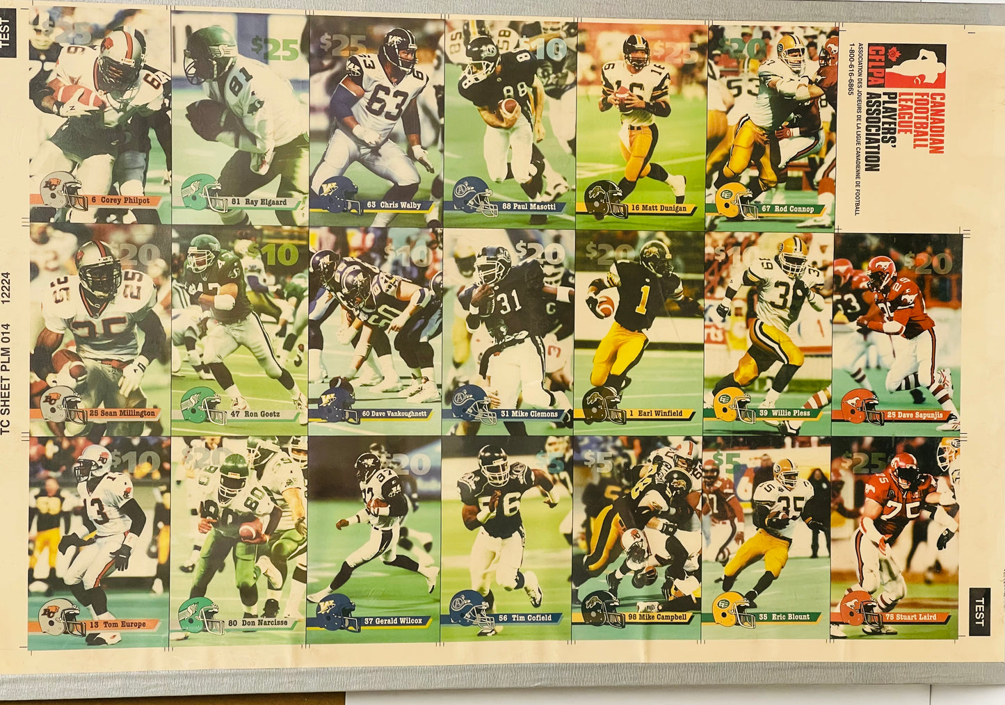 CFL football rare test issued uncut cards sheet shrink wrapped 1990s