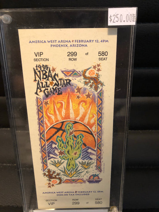 1995 NBA All Star game ticket in lucite holder