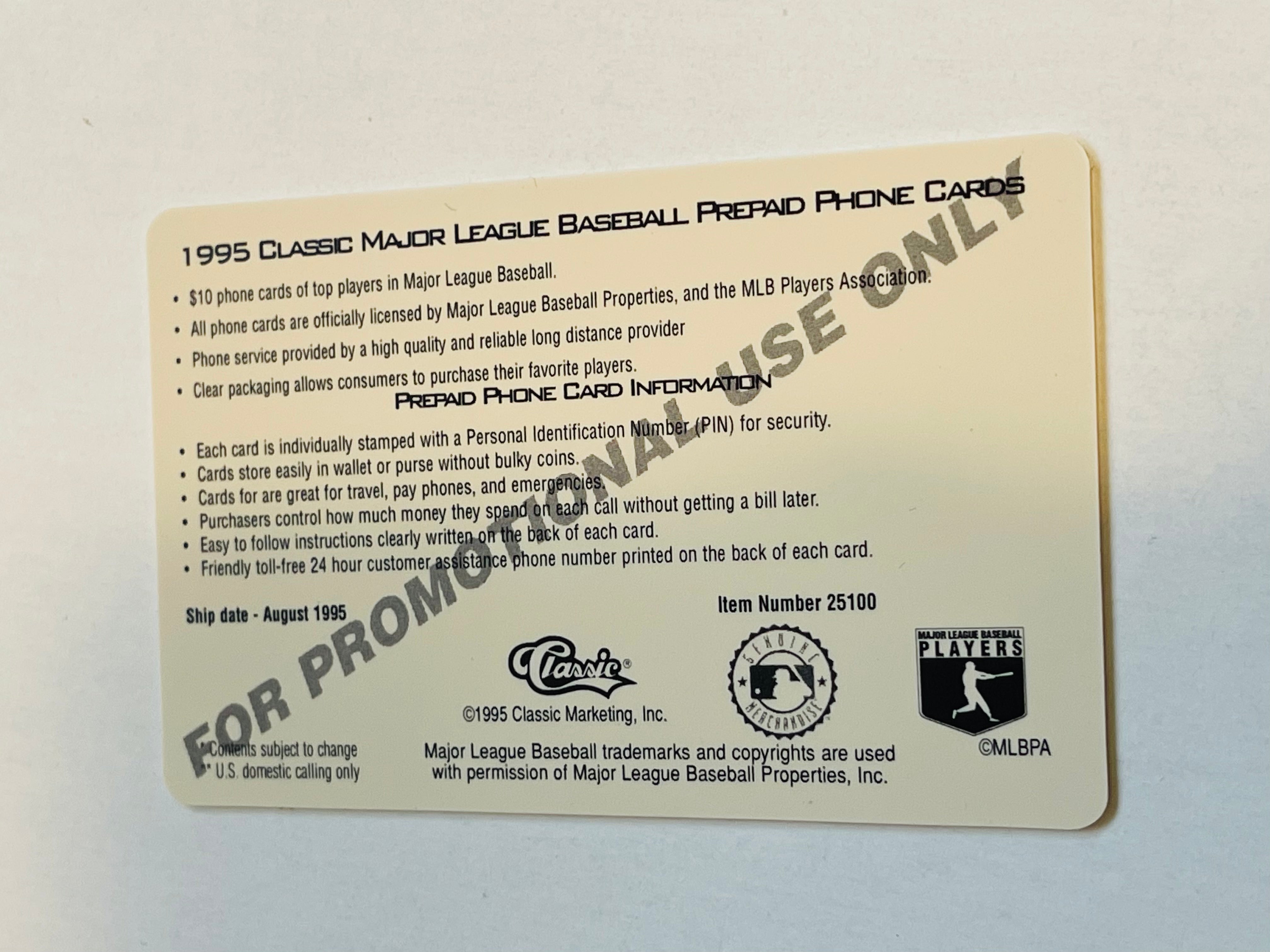 Cooperstown baseball rare promotional phone card