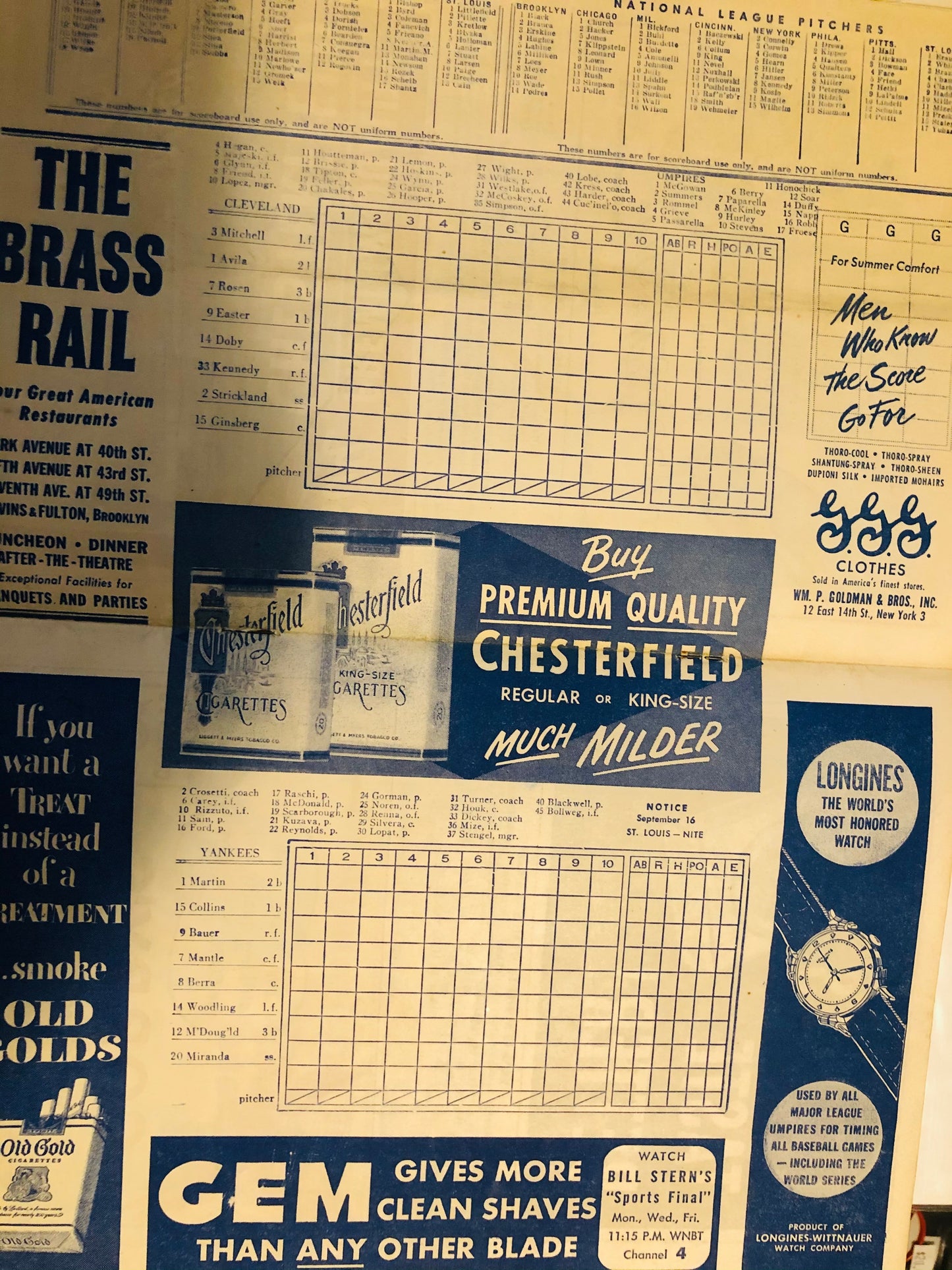 1953 Yankees baseball rare original program scorecard