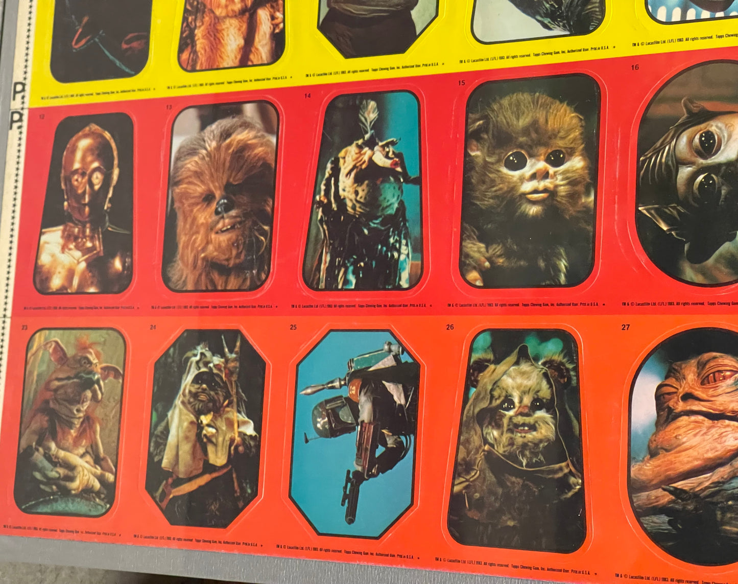 Star Wars Return of the Jedi rare matted  uncut stickers sheet set  1983