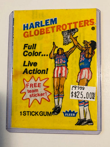Harlem Globetrotters basketball rare card wrapper 1970s