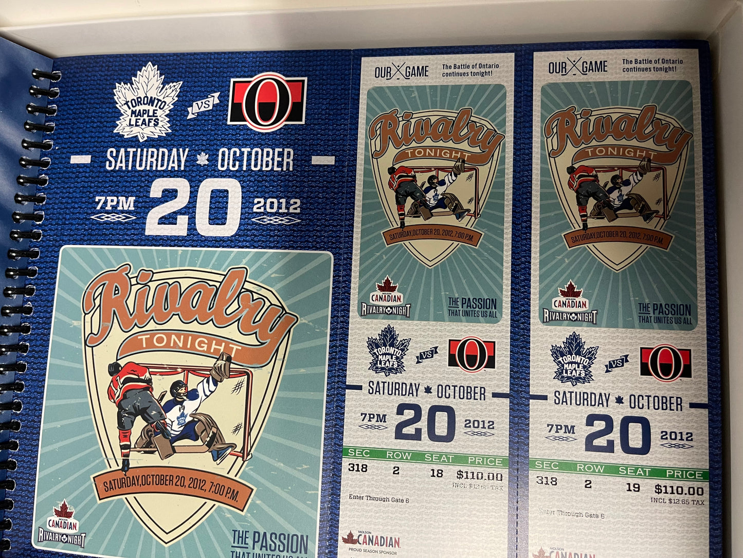 Toronto Maple Leafs hockey rare full season tickets book 2012-2013