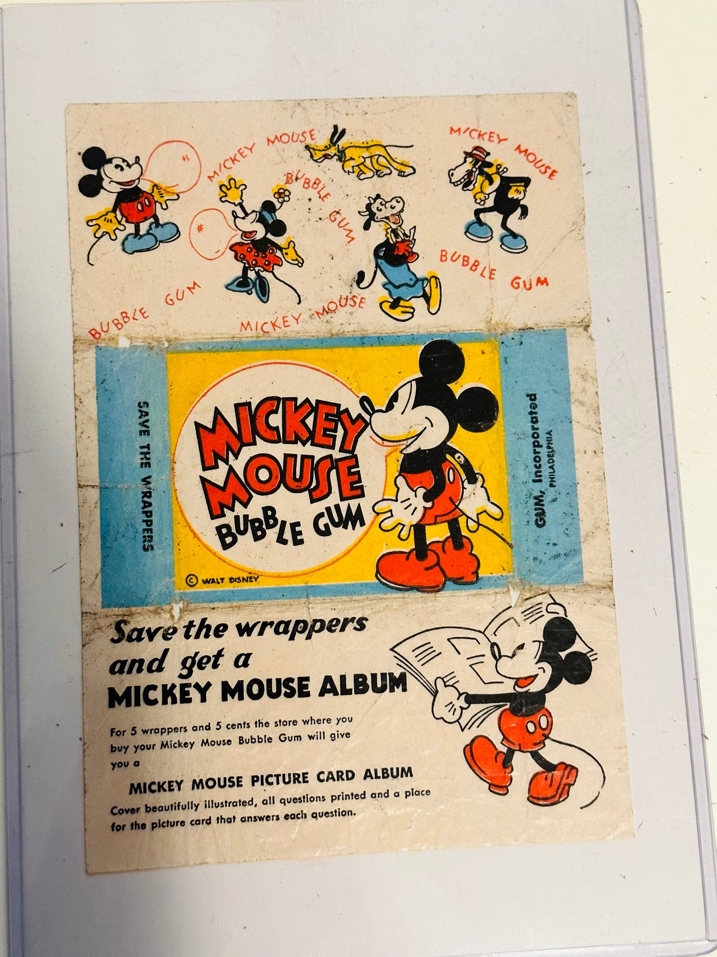 Mickey Mouse Disney cards rare scare card wrapper 1933