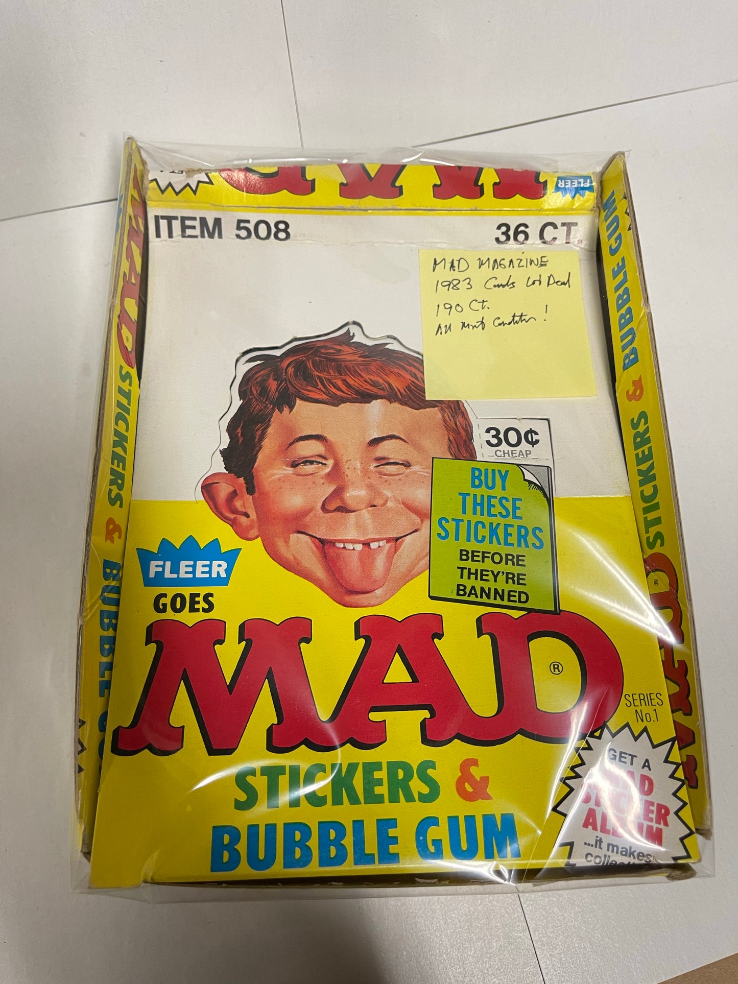 Mad Magazine 190 stickers and box with wrappers lot deal 1983