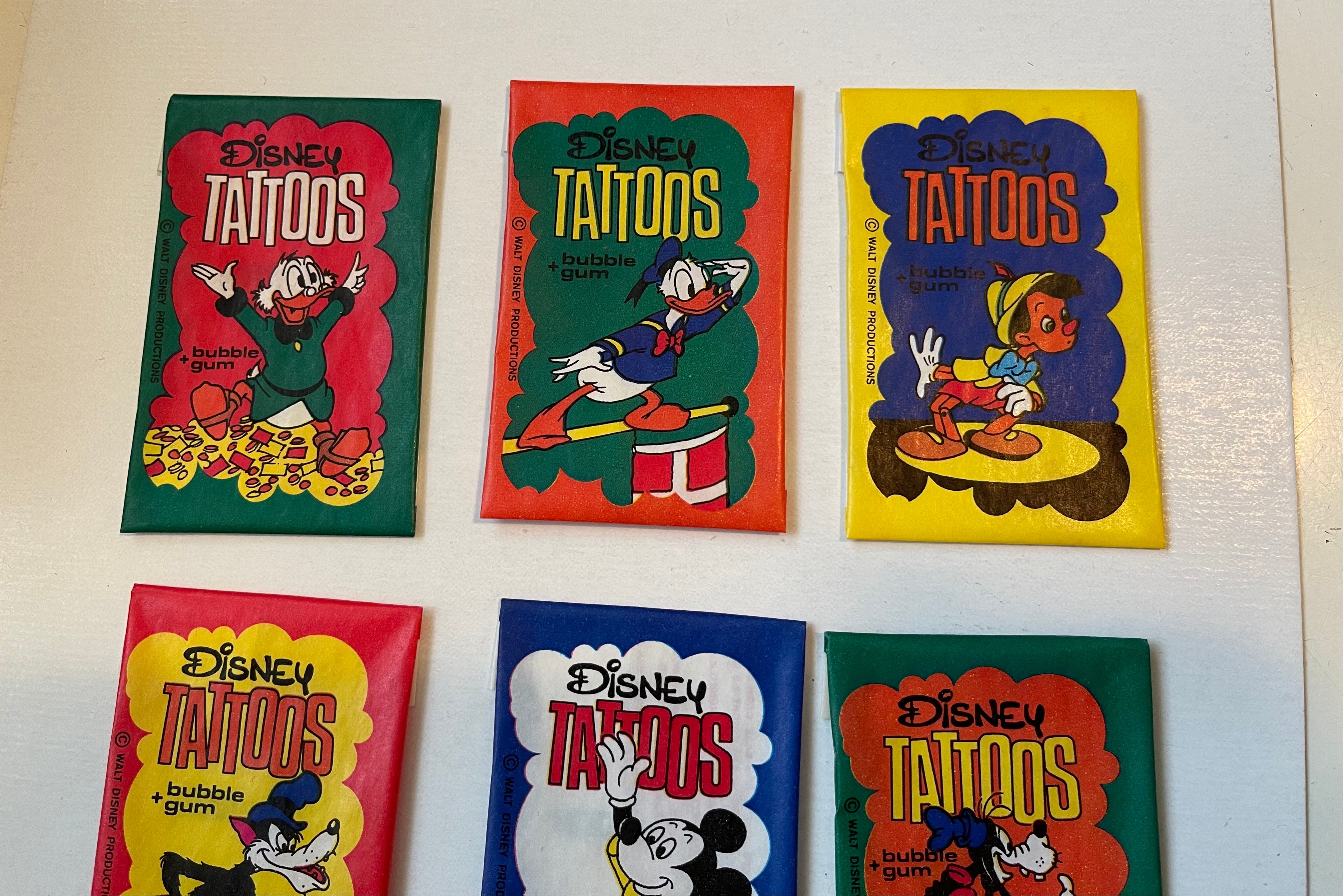 1979 Disney 6 tattoos wrappers lot deal