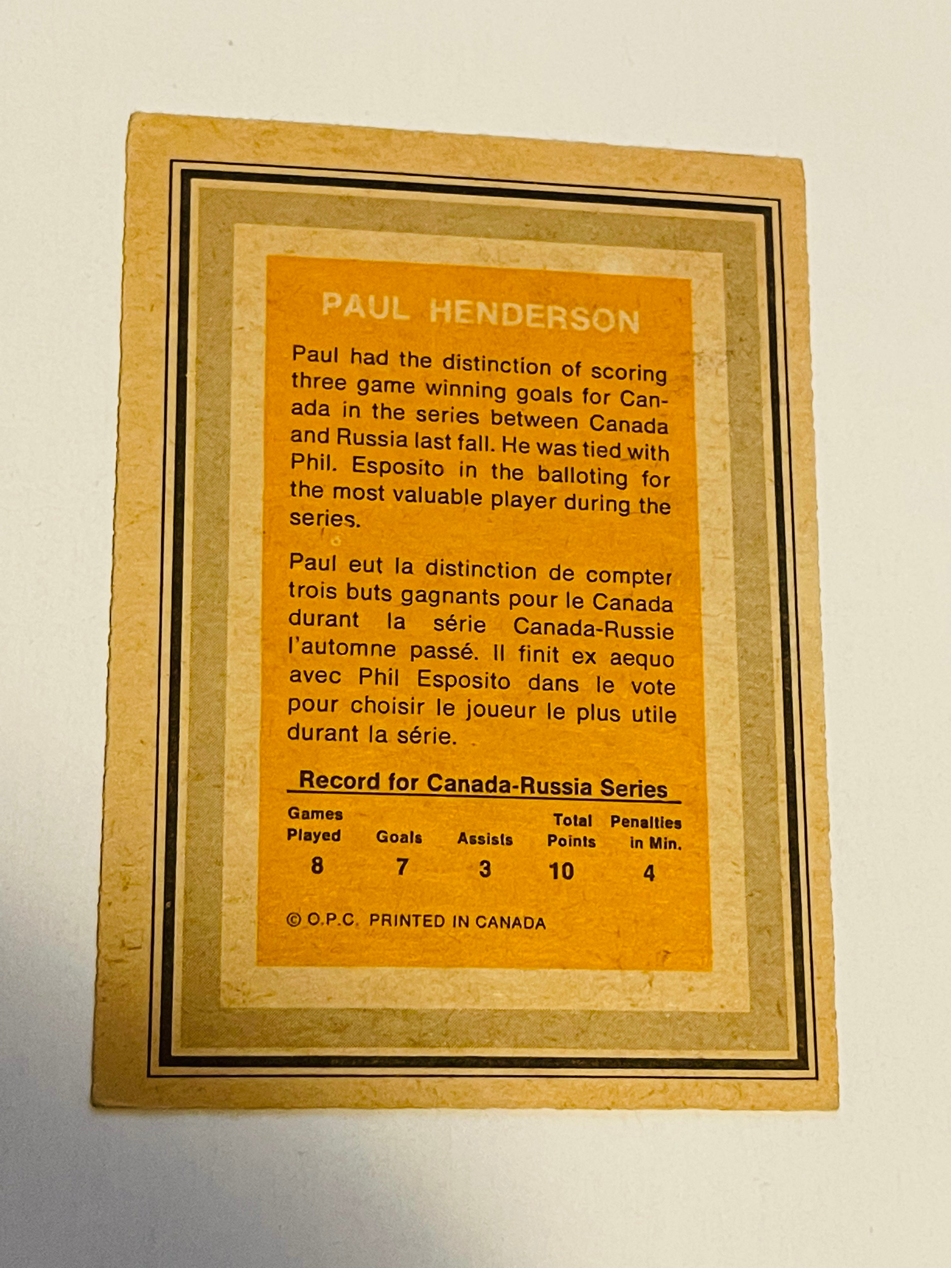 Paul Henderson Team Canada opc autograph hockey card with COA 1972-73