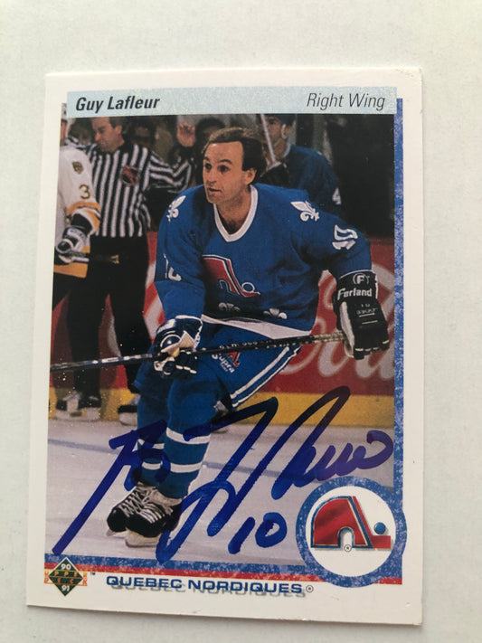 Guy LaFleur signed hockey card with COA