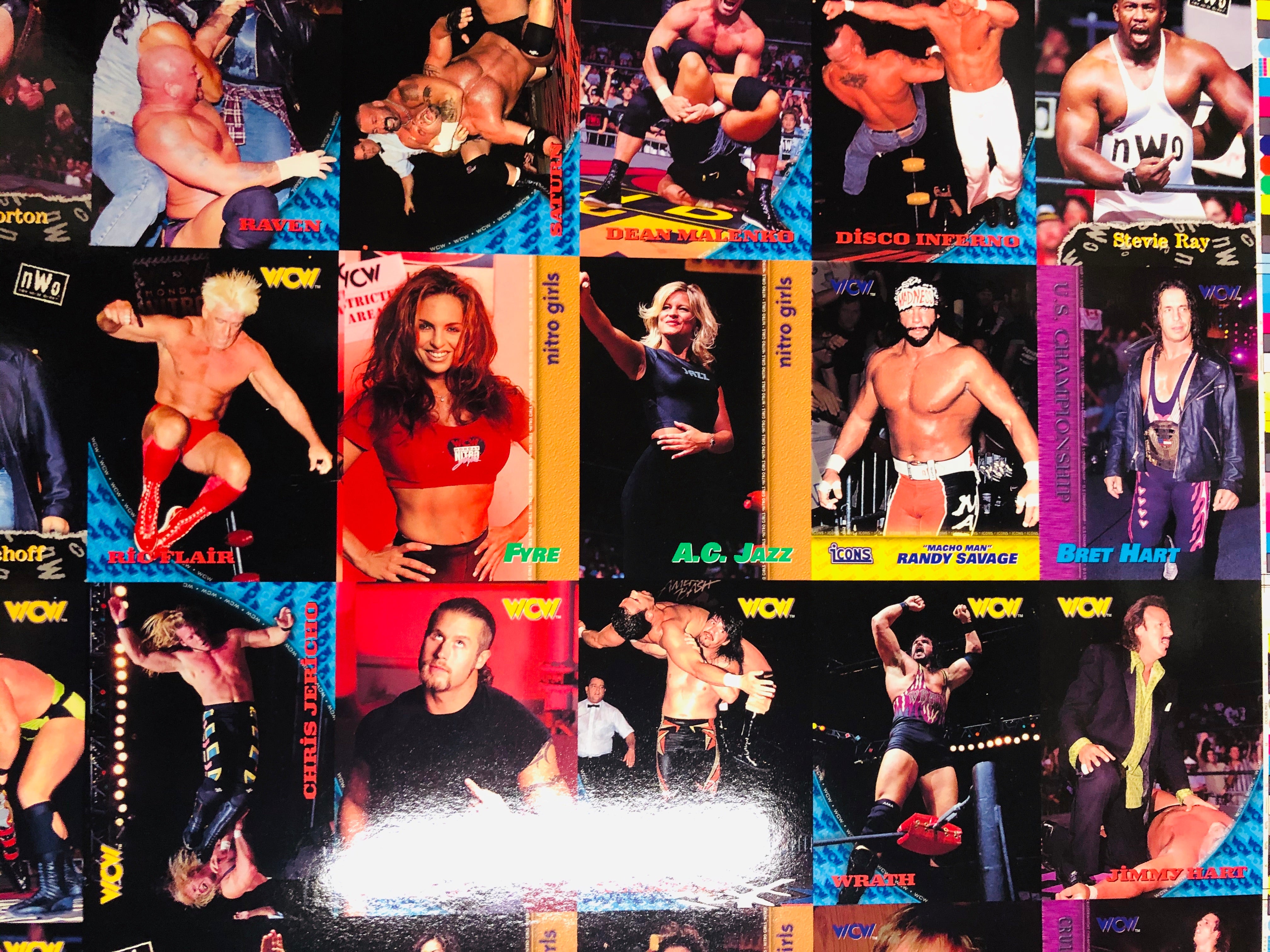 rare wcw cards Wrestling WCW rare uncut cards sheet 1995