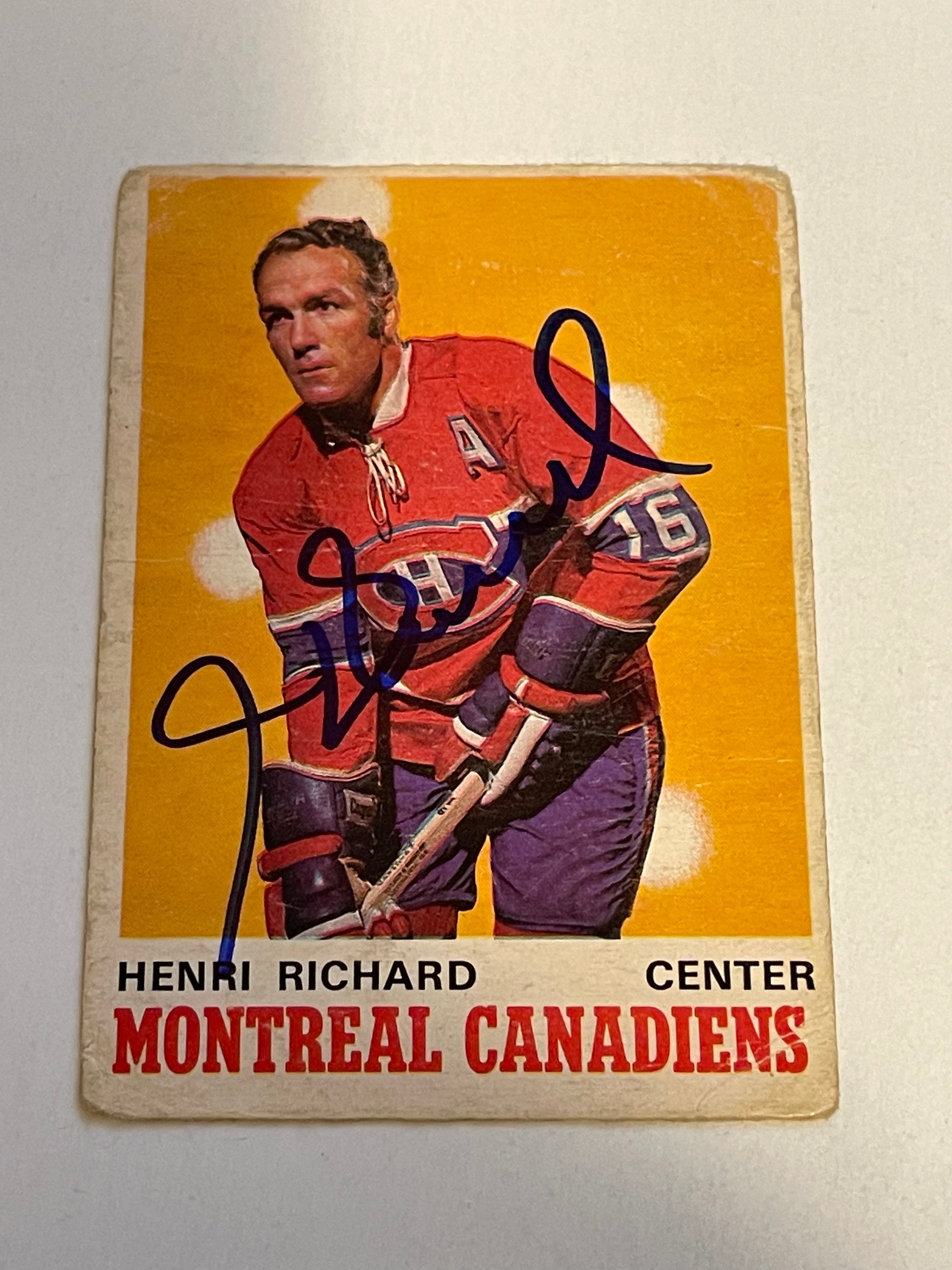 Henri Richard autograph hockey card with COA