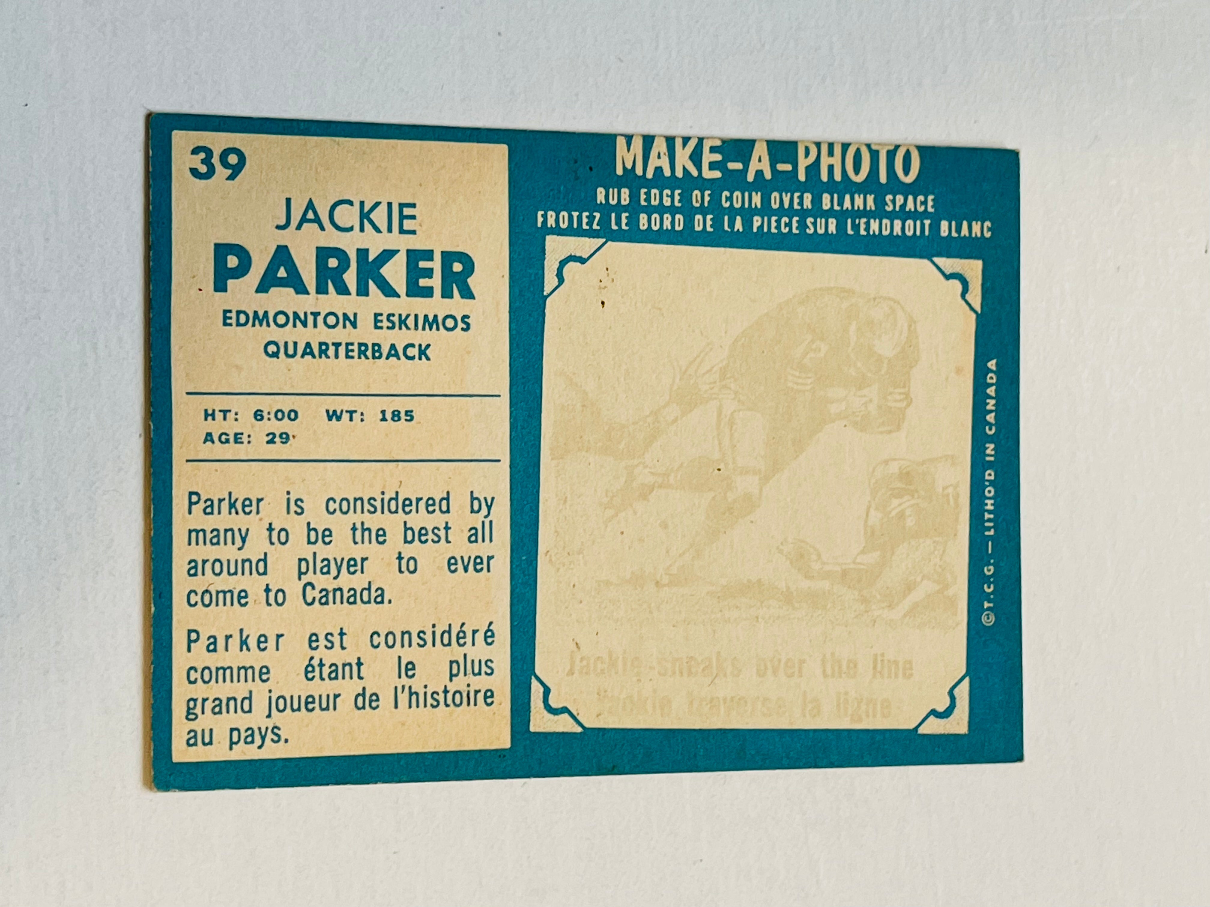 Jackie Parker CFL football card 1961