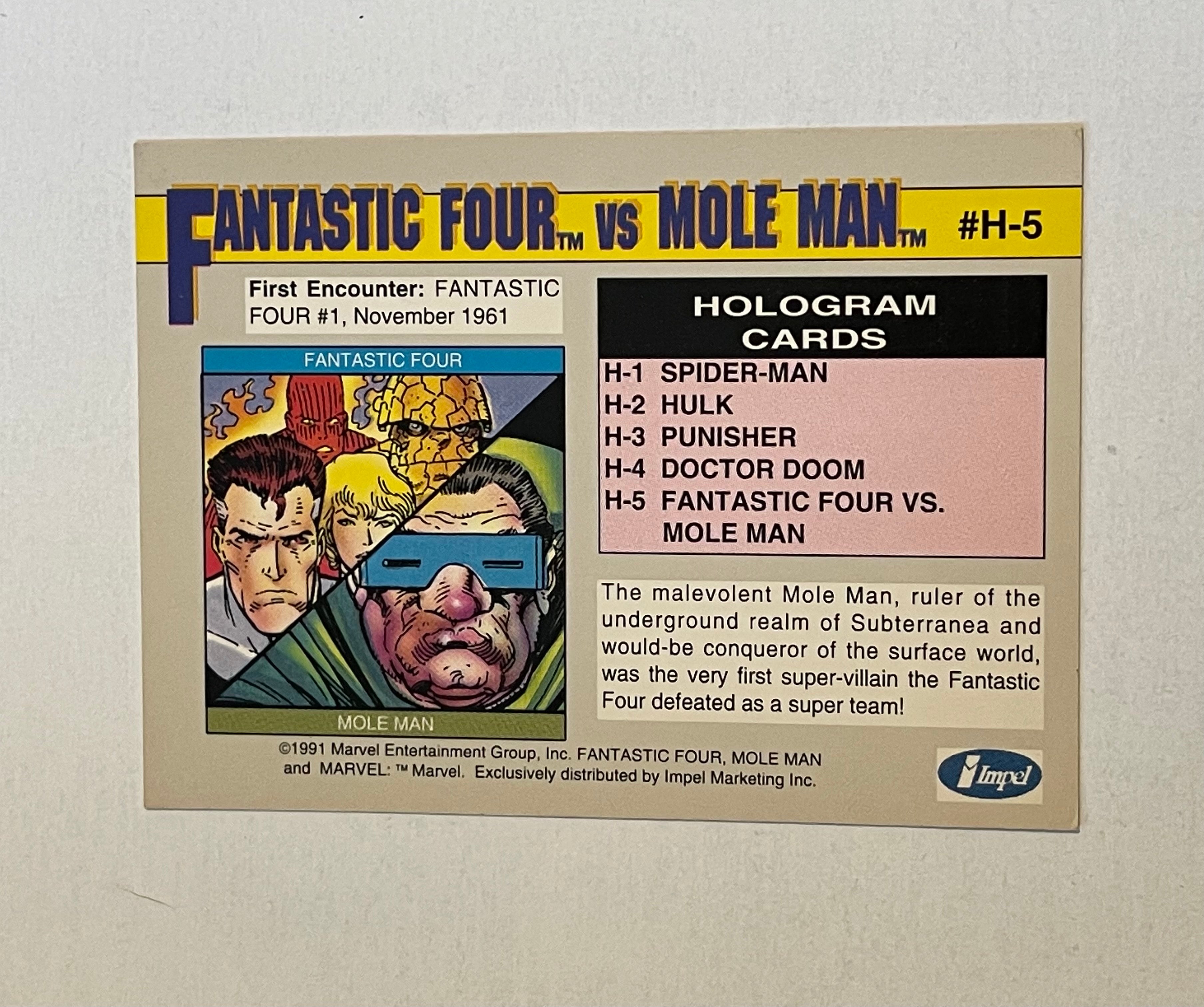 Fantastic Four vs Moleman Marvel Universe hologram insert card 1991