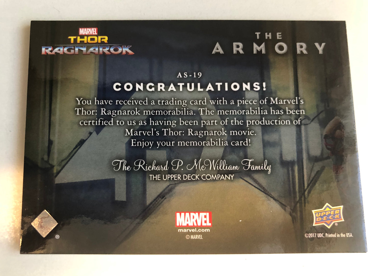 Thor marvel movie Grandmaster rare memorabilia insert card