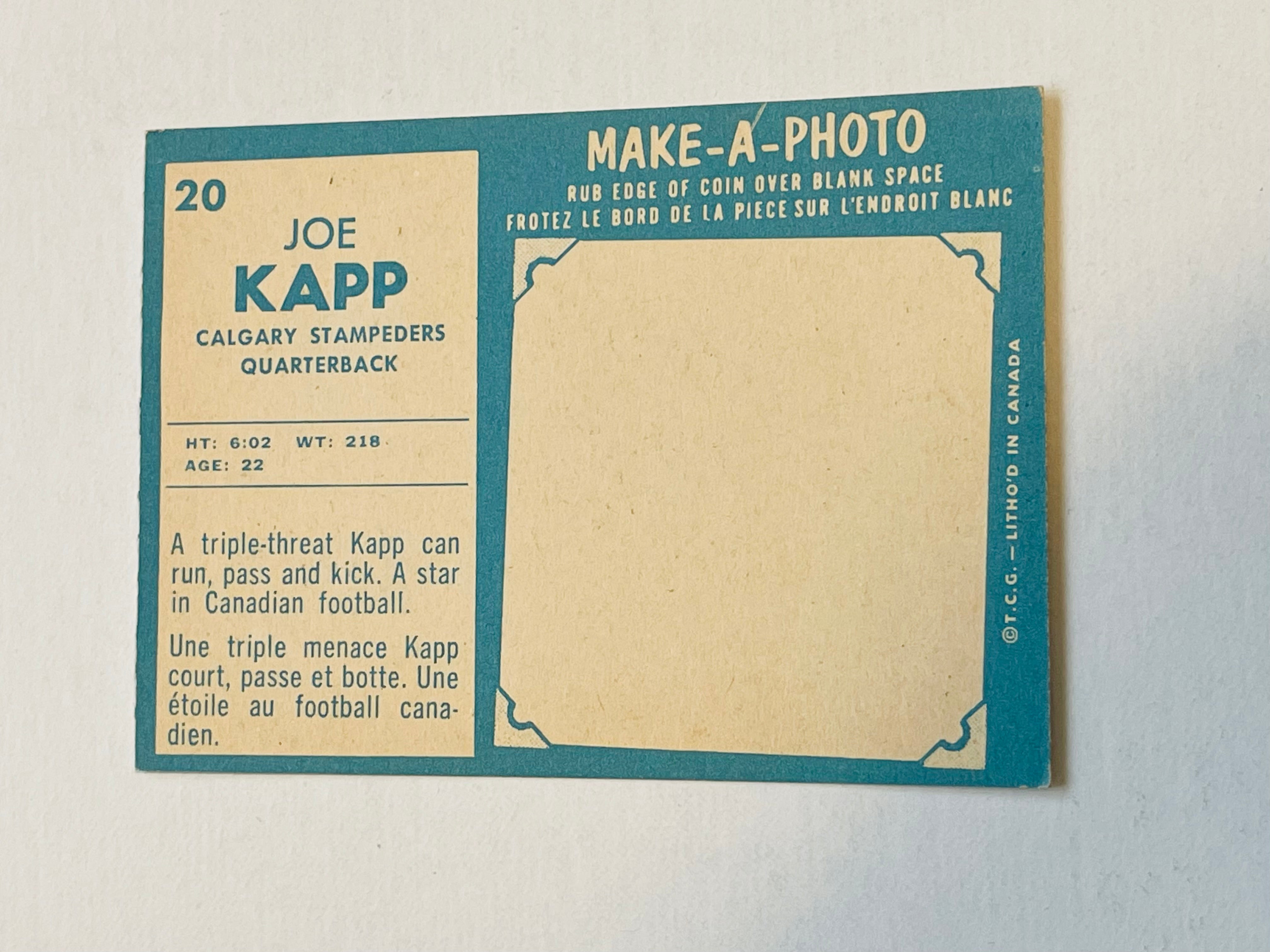Joe Kapp CFL football card 1961