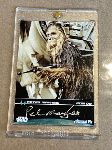 Star Wars Peter Mayhew Chewbacca autographed in person card with Official Pix COA on card back
