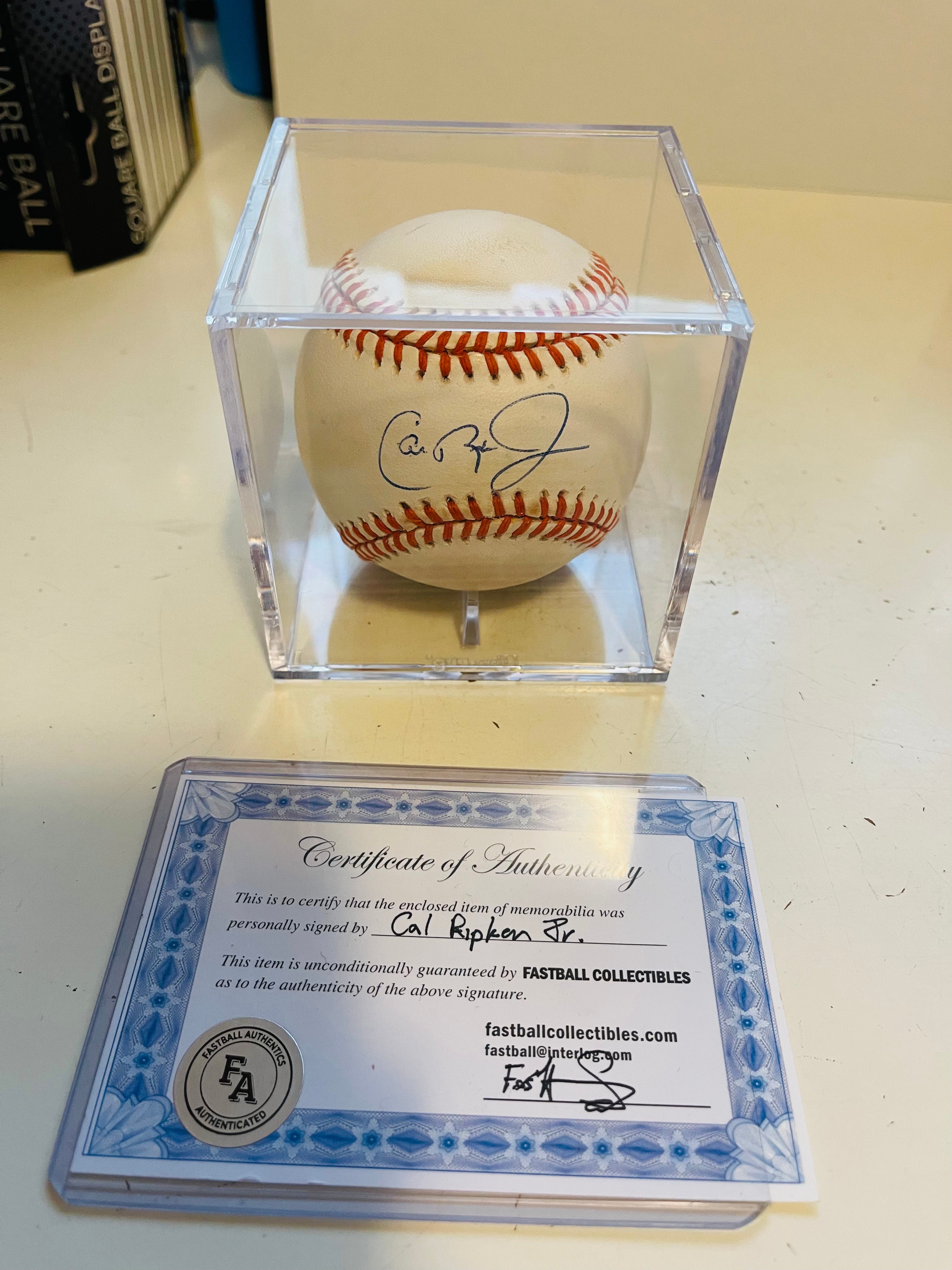 Cal Ripken Jr autographed baseball with holder and COA