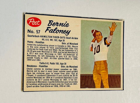 1962 CFL post Bernie Faloney football card