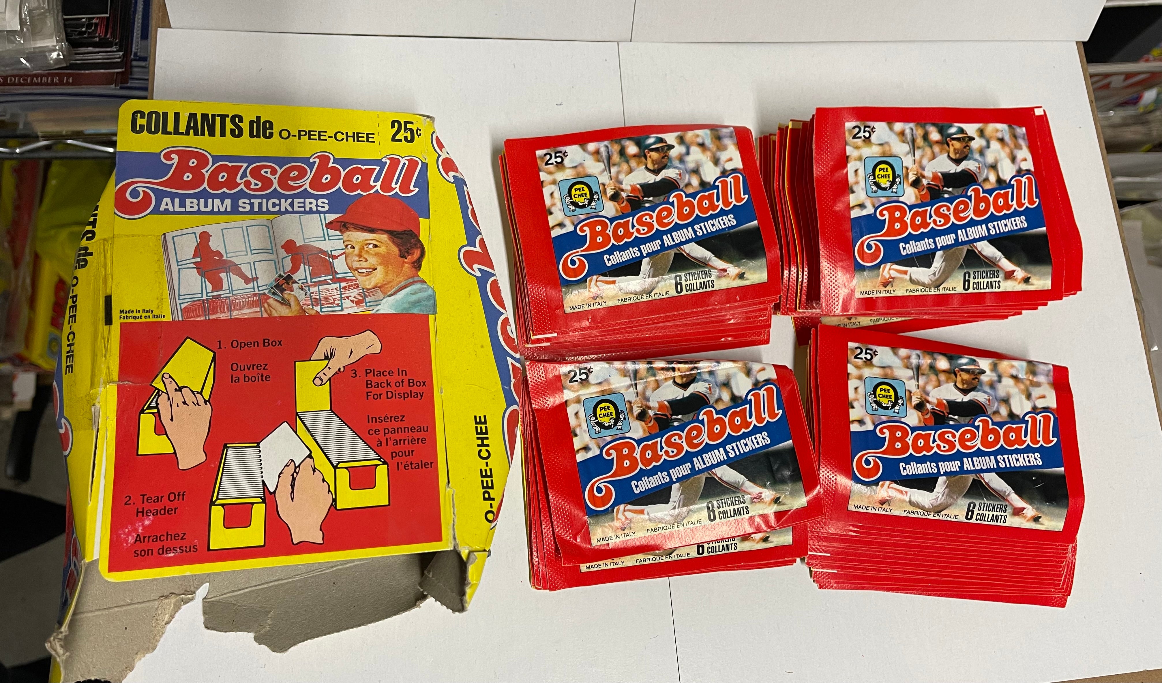 1983 Opc Canadian version 65 baseball stickers packs box