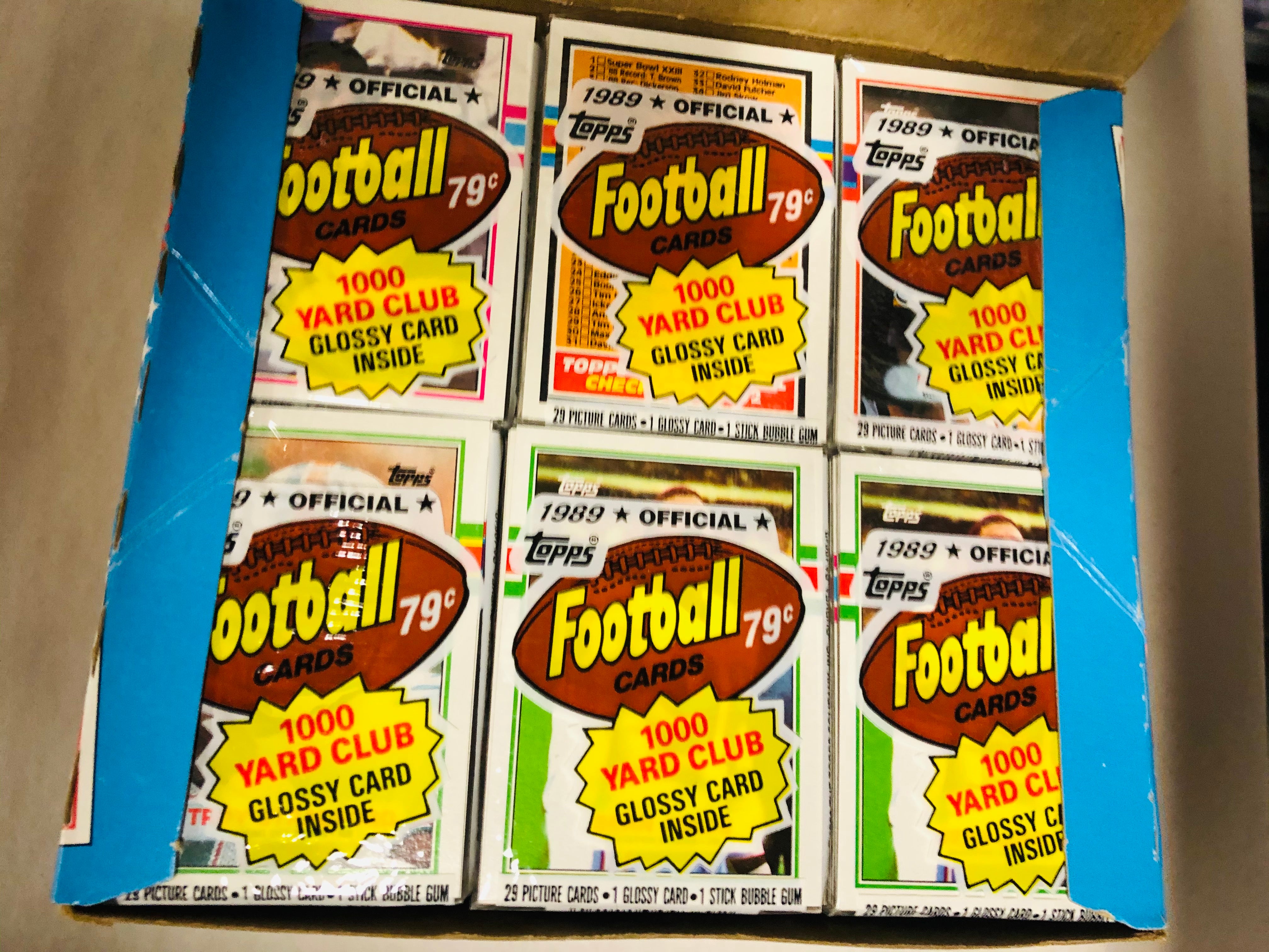 1989 Topps football card Cello jumbo wrapped 24 packs box