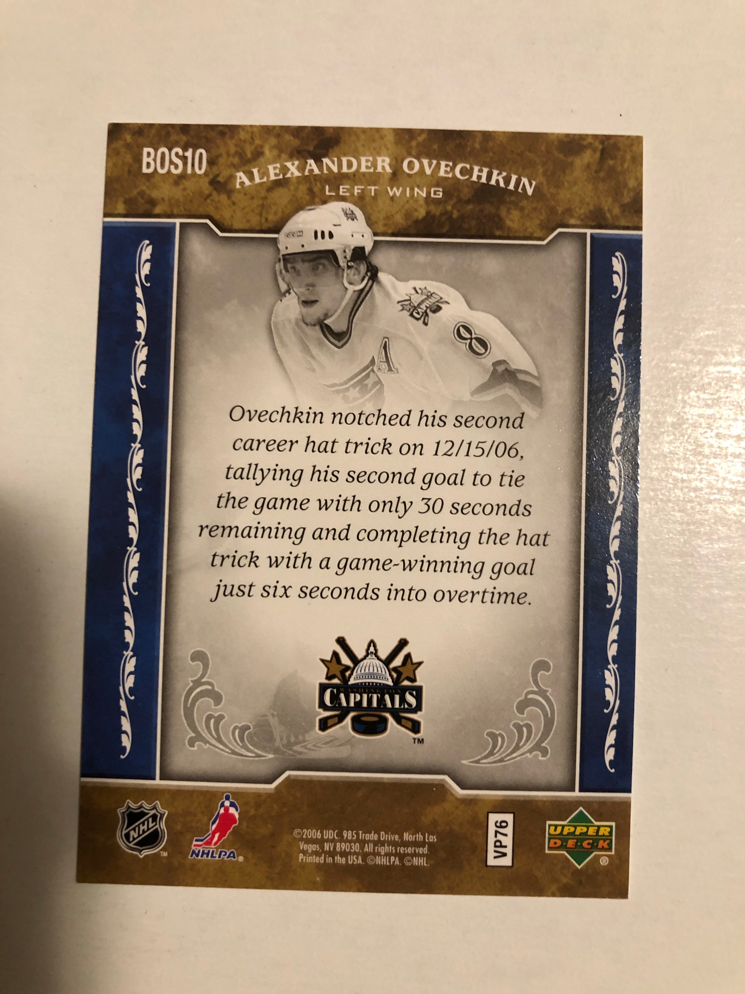 Alexander Ovechkin upperdeck Biography of the season hockey card