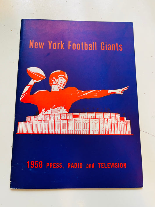 New York Giants football rare media press guide 1958